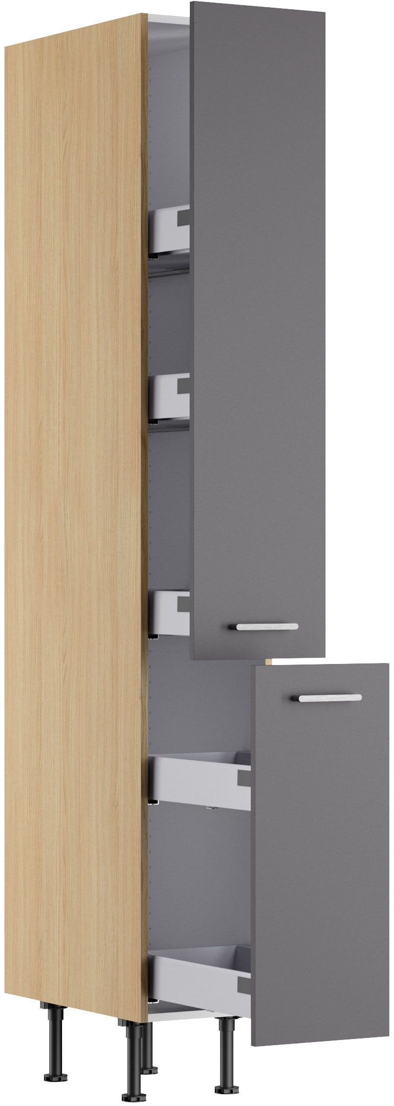 KOCHSTATION Apothekerschrank »KS-Lucy« Breite 30 cm, mit 2 Auszügen, Soft-Close, höhenverstellbare Füße
