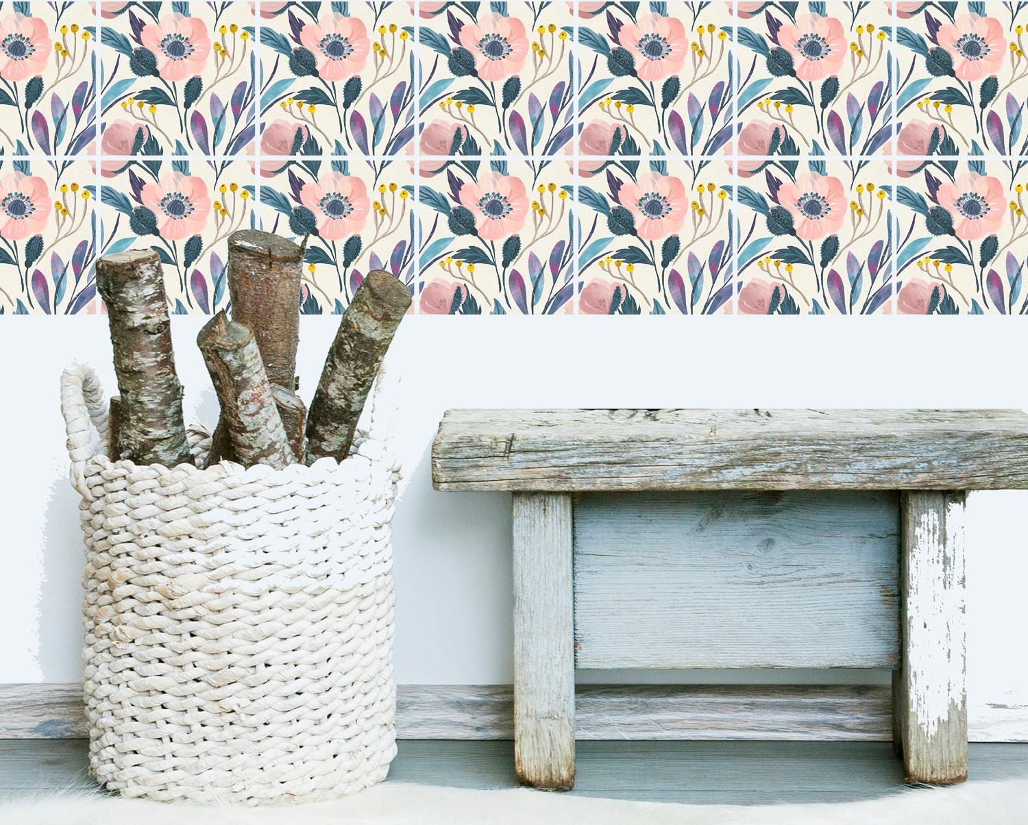 queence Fliesenaufkleber »Pflanze« Stickerfliesen, selbstklebend, Sticker, 12er Set