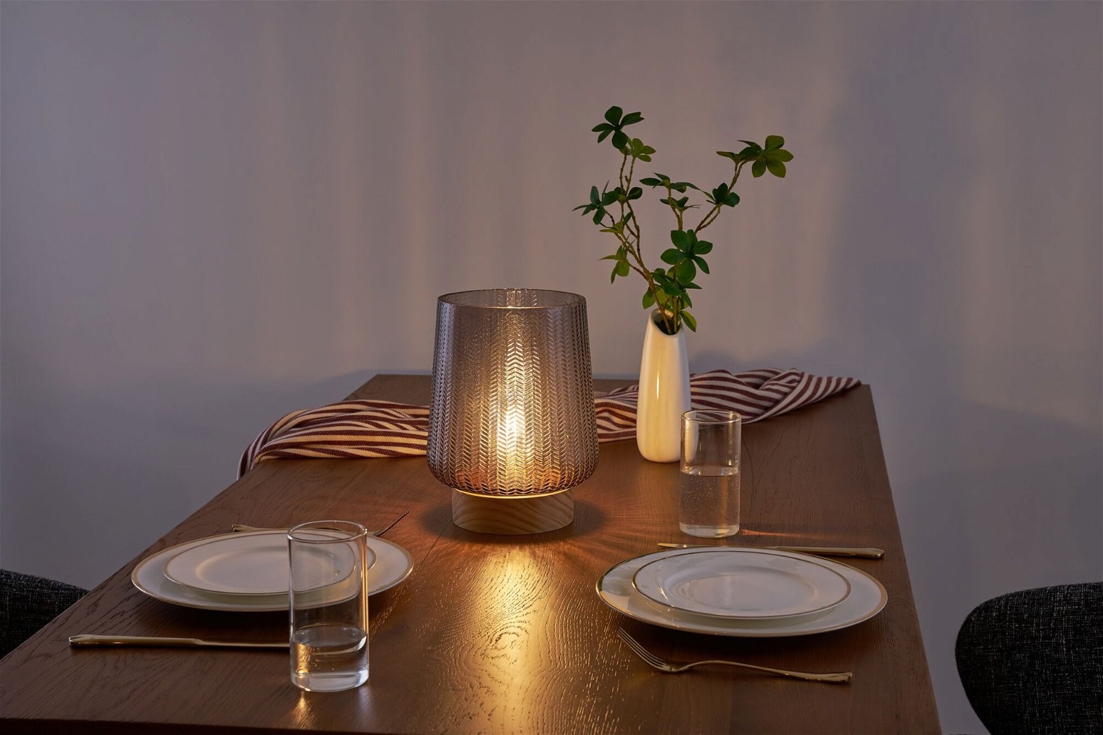 Pauleen LED Tischleuchte »Fancy Glamour mobile Taupe Glas/Holz«, 1 flammig, Leuchtmittel E27 | Leuchtmittel wechselbar, E27, Timer Batterie
