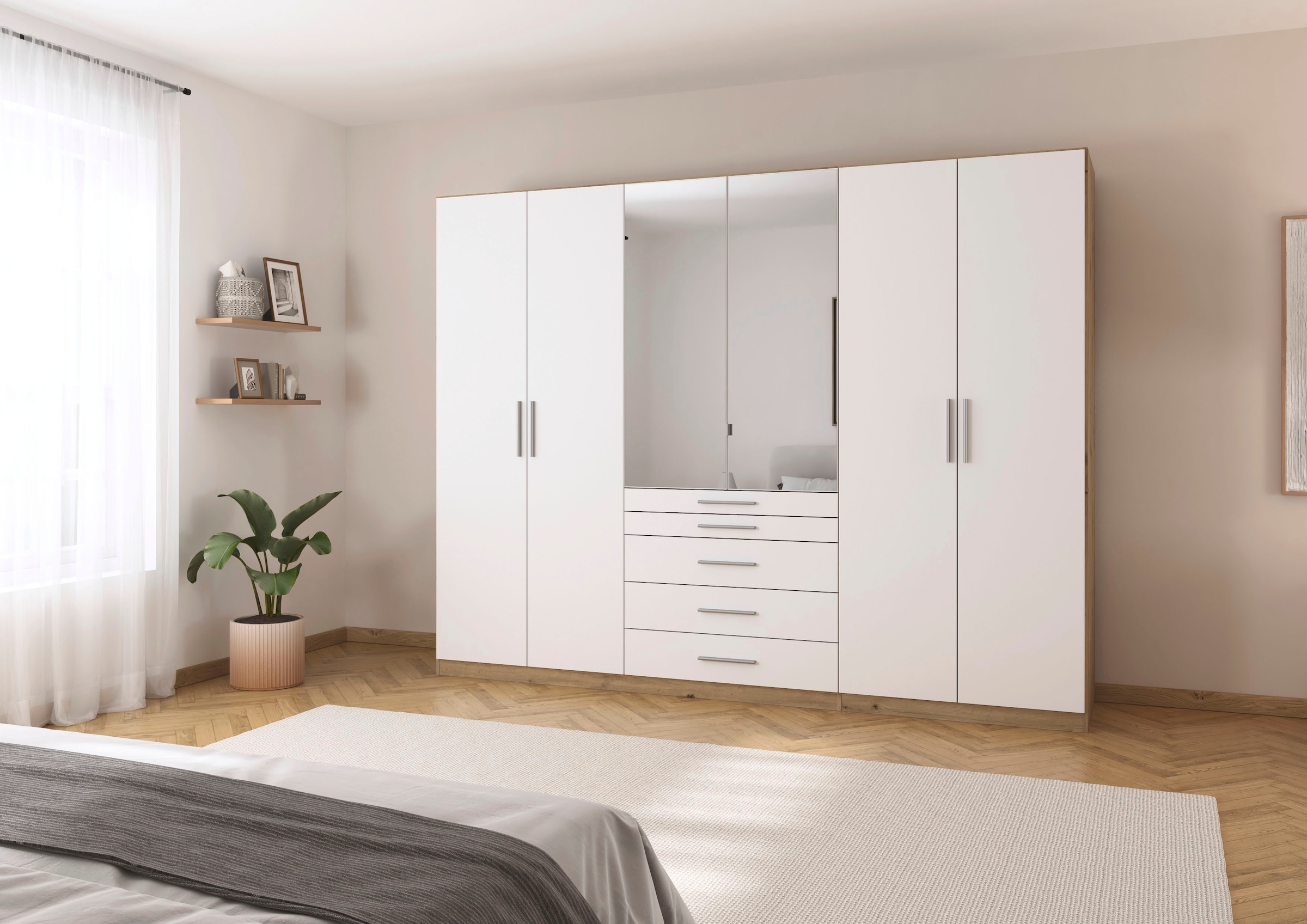 rauch Schlafzimmer-Set »Komplettschlafzimmer Schlafzimmer Stauraumbett MADE IN GERMANY« Set, Liegefläche 180x200, Schrank Maße B/H/T: 271/210/54 cm, 4 tlg. tlg.