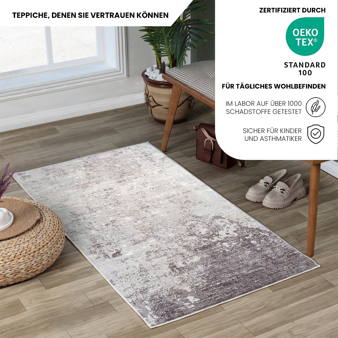 Livabliss Teppich »BANGKOK« rechteckig 9 mm Höhe Designerteppich in Marmor Optik, Kurzflor Wohnzimmerteppich/Läufer