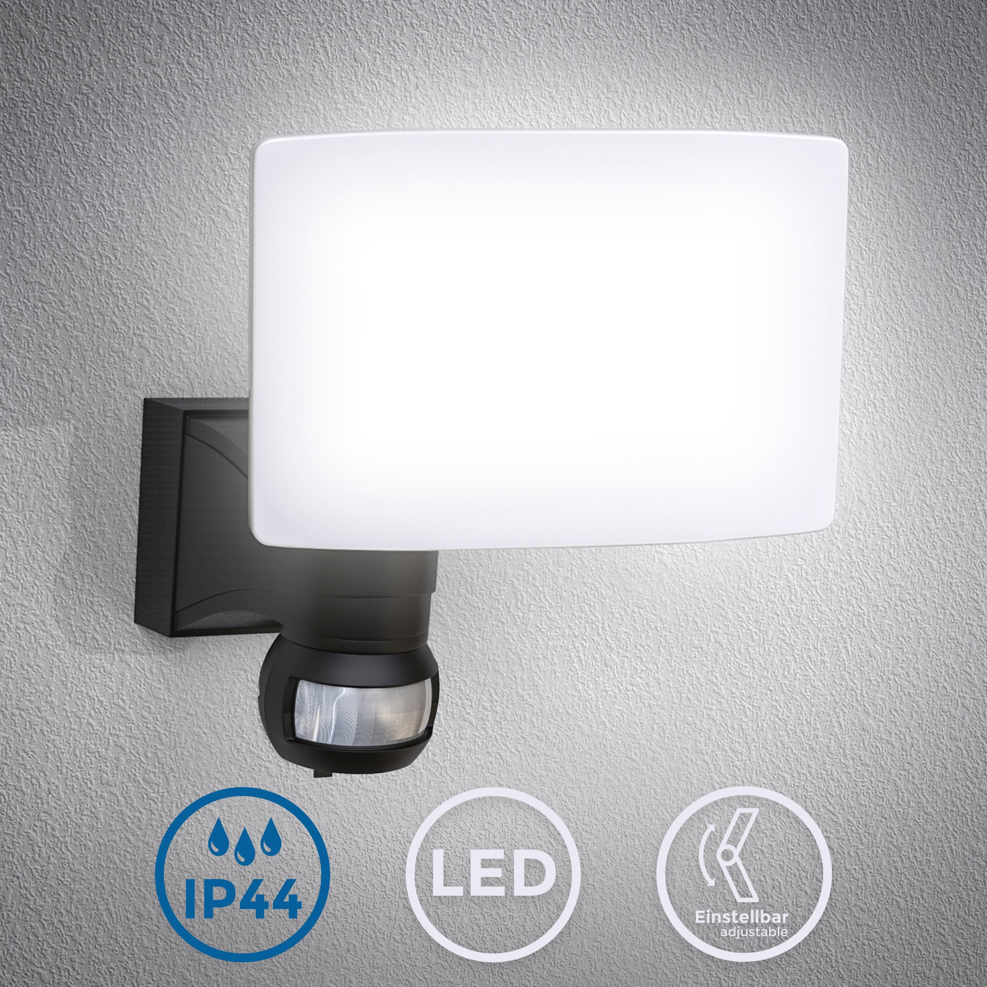 B.K.Licht LED Außen-Wandleuchte, 1 x | 3 Jahren online Reichweite inkl. LED-Platine 20 kaufen mit 4.000K, XXL 3s-7min. bis 2.300lm, Bewegungssensor, 12m Watt, Garantie Leuchtdauer