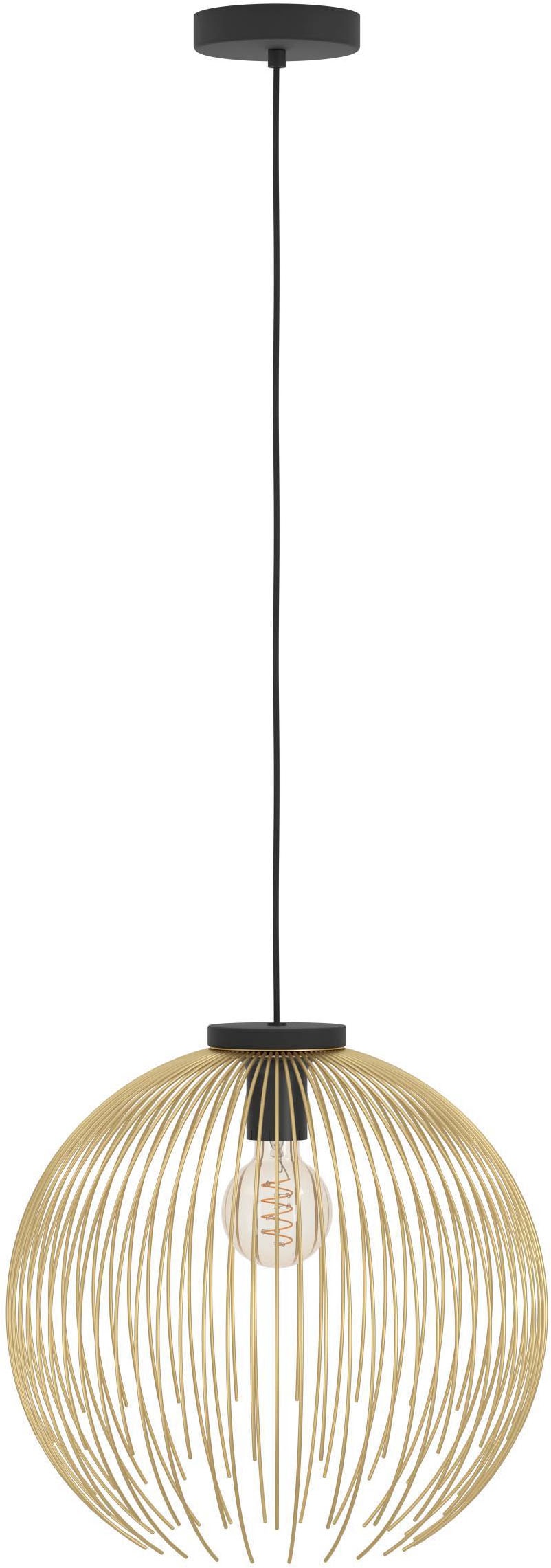 EGLO Hängeleuchte »Venezuela Hängelampe, Pendelleuchte, Esszimmerlampe, Metall, E27« E27 1 Stk. Hängeleuchte - H110 x Ø40 cm - schwarz, gold - 1X40W exkl.