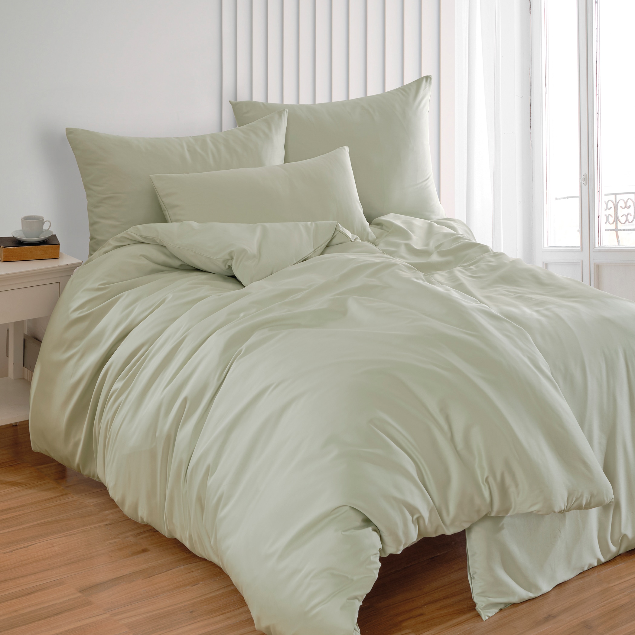 Florella Bettwäsche »Uni pastell gruen Edel-Satin,  100% Baumwolle«