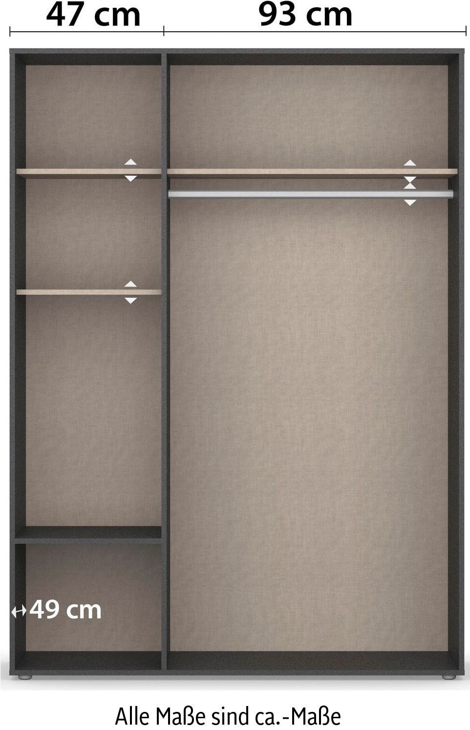rauch Drehtürenschrank »Kleiderschrank Schrank Garderobe Wäscheschrank VOYAGER«, (in 3 verschiedenen Ausstattungen BASIC/CLASSIC/PREMIUM), moderne Griffe in Graumetallic mit Außenschubkästen MADE IN GERMANY