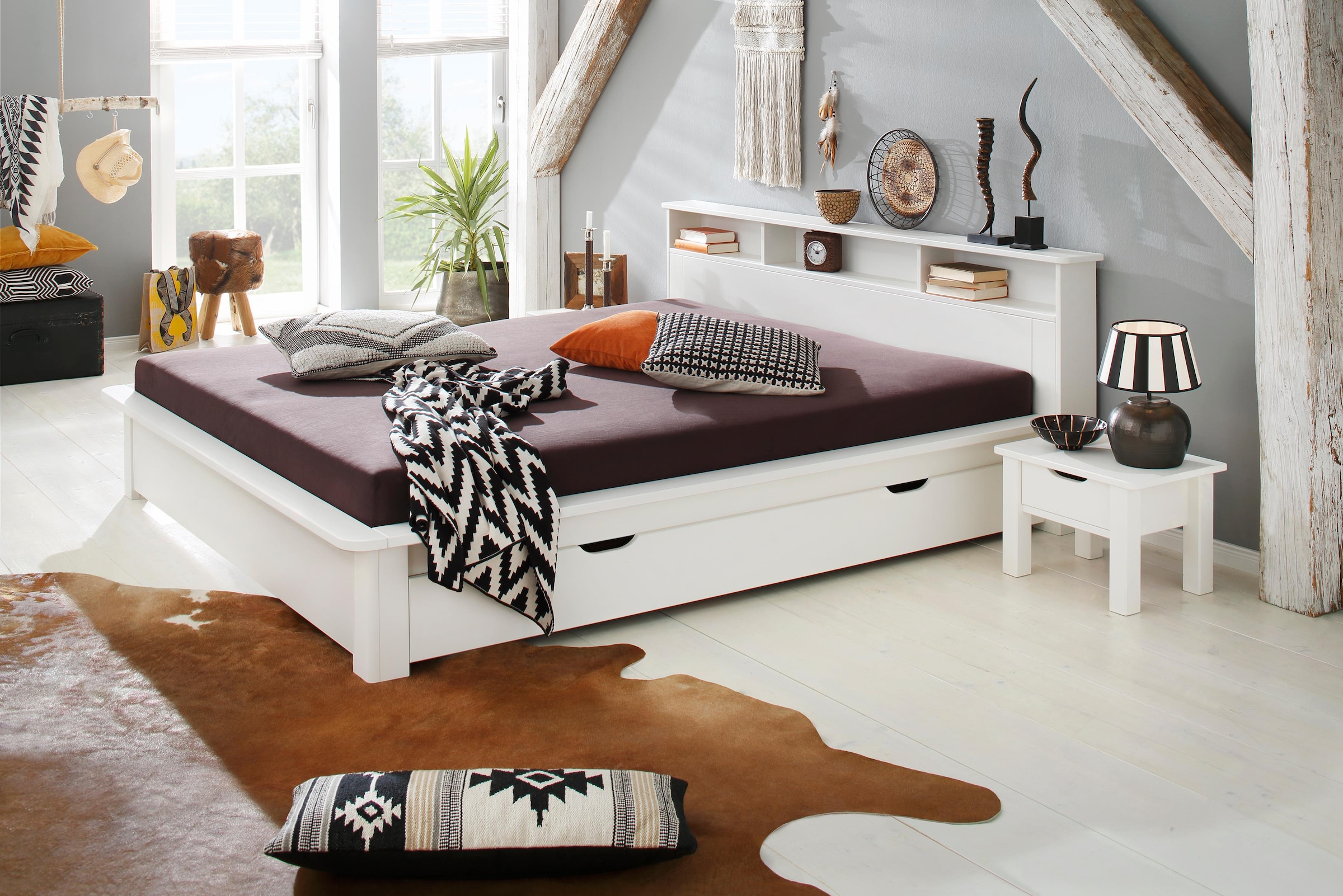 Home affaire Massivholzbett »"KERO" BESTSELLER! Stauraum im Kopfteil«, zertifiziertes Massivholz (Kiefer), optional mit Schublade