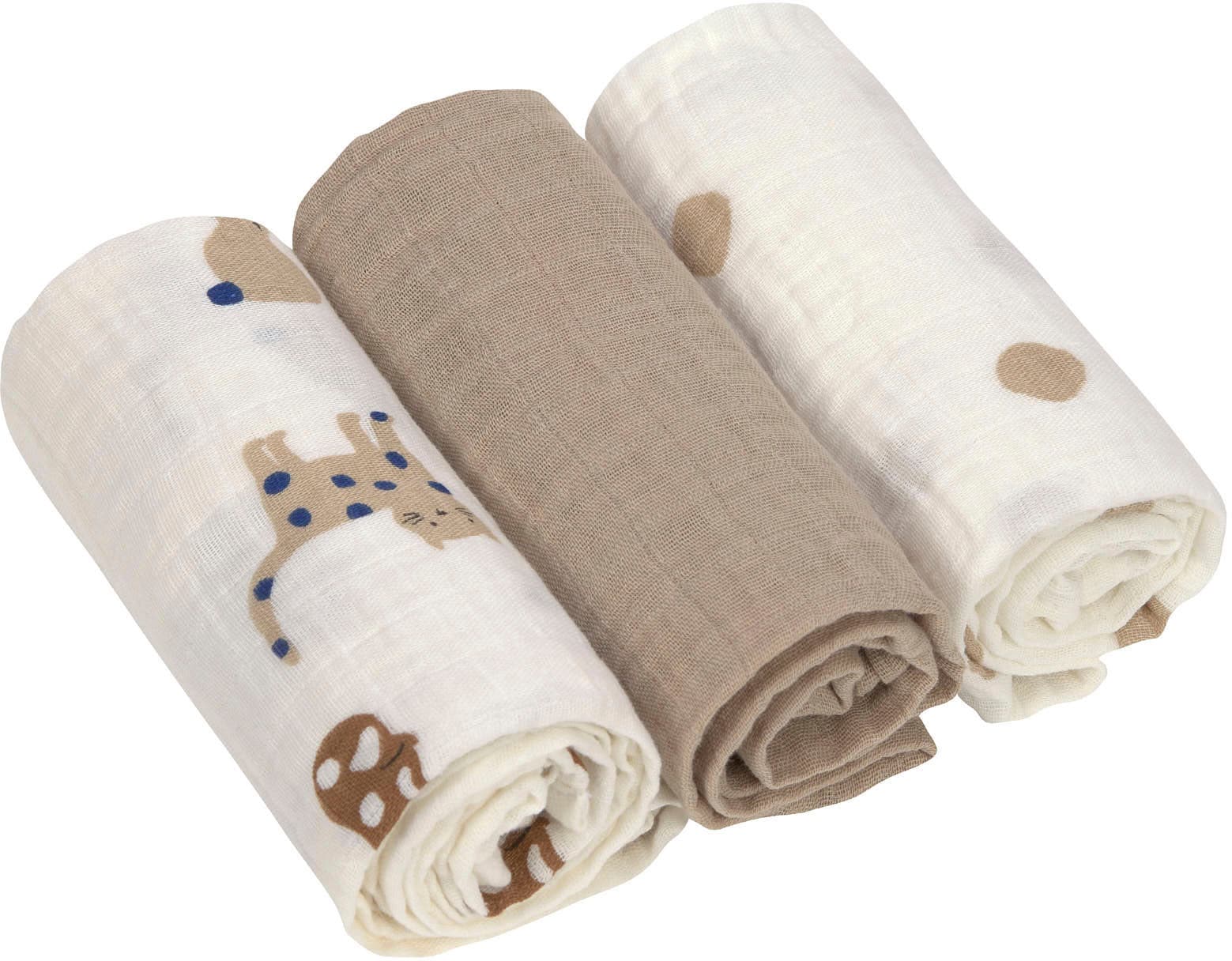 LÄSSIG Stoffwindeln »Little Mateys, Einschlag- und Mulltuchset M, Royal Blue«, (Set, 3 St.)