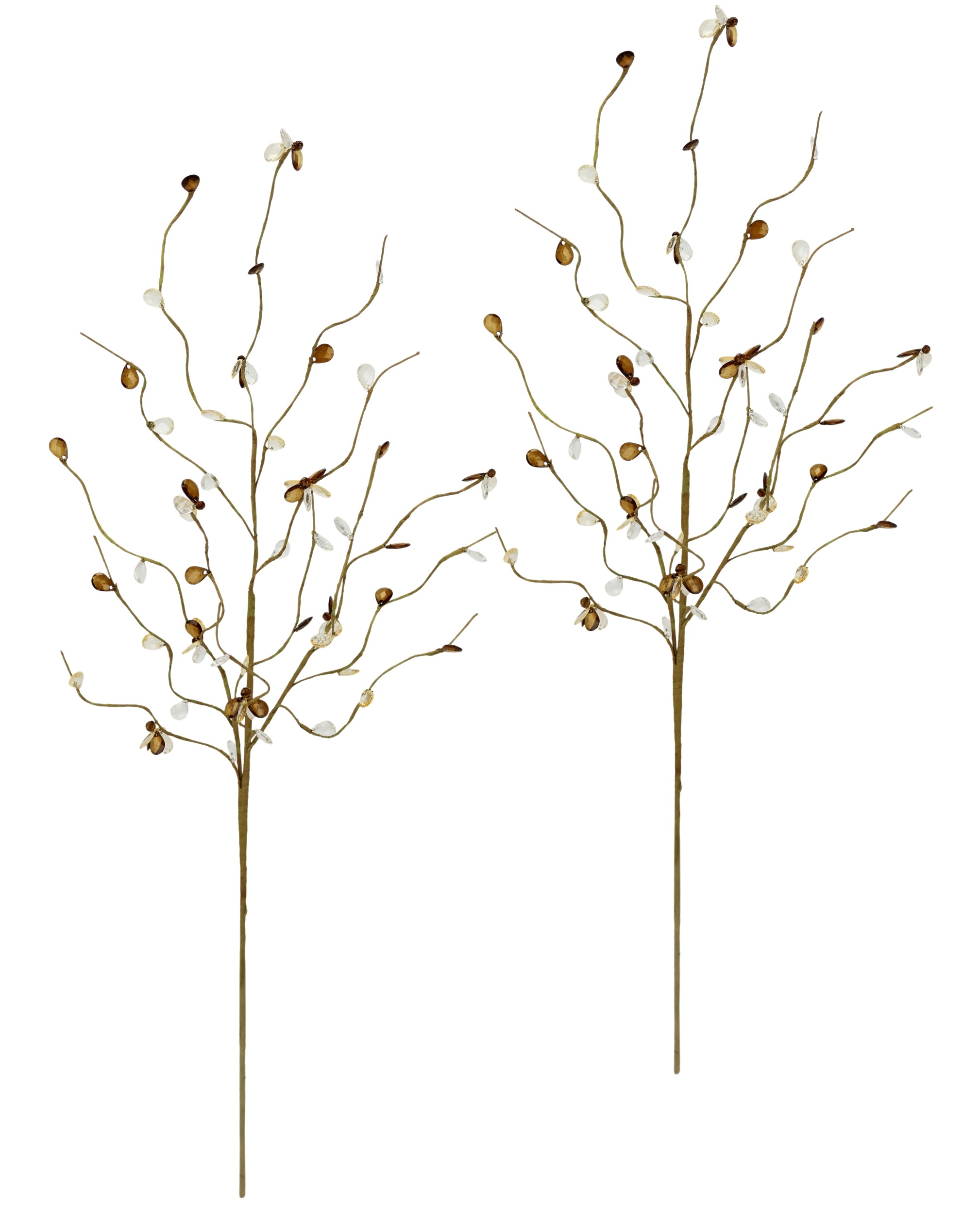 I.GE.A. Kunstzweig »Dekozweig« 2er Set 70cm Acryl Steine Blätter Adventskranz Floristik Deko Zweig