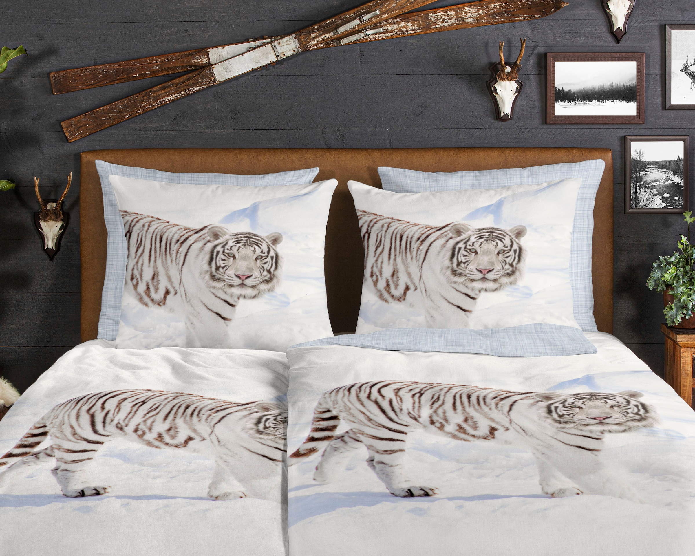 good morning Wendebettwäsche »Tigris«, Biber, 135x200, Winter, Warm, Weich, Wendeoptik, Reißverschluss, Natur