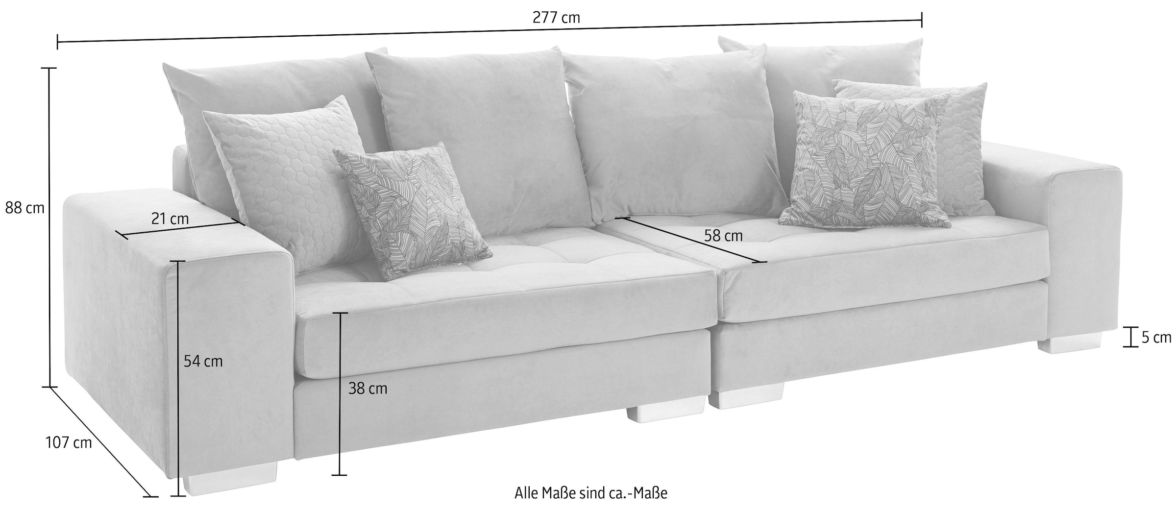 INOSIGN Big-Sofa »Vale«, mit Steppung im Sitzbereich, Federkern und  Zierkissen auf Rechnung kaufen