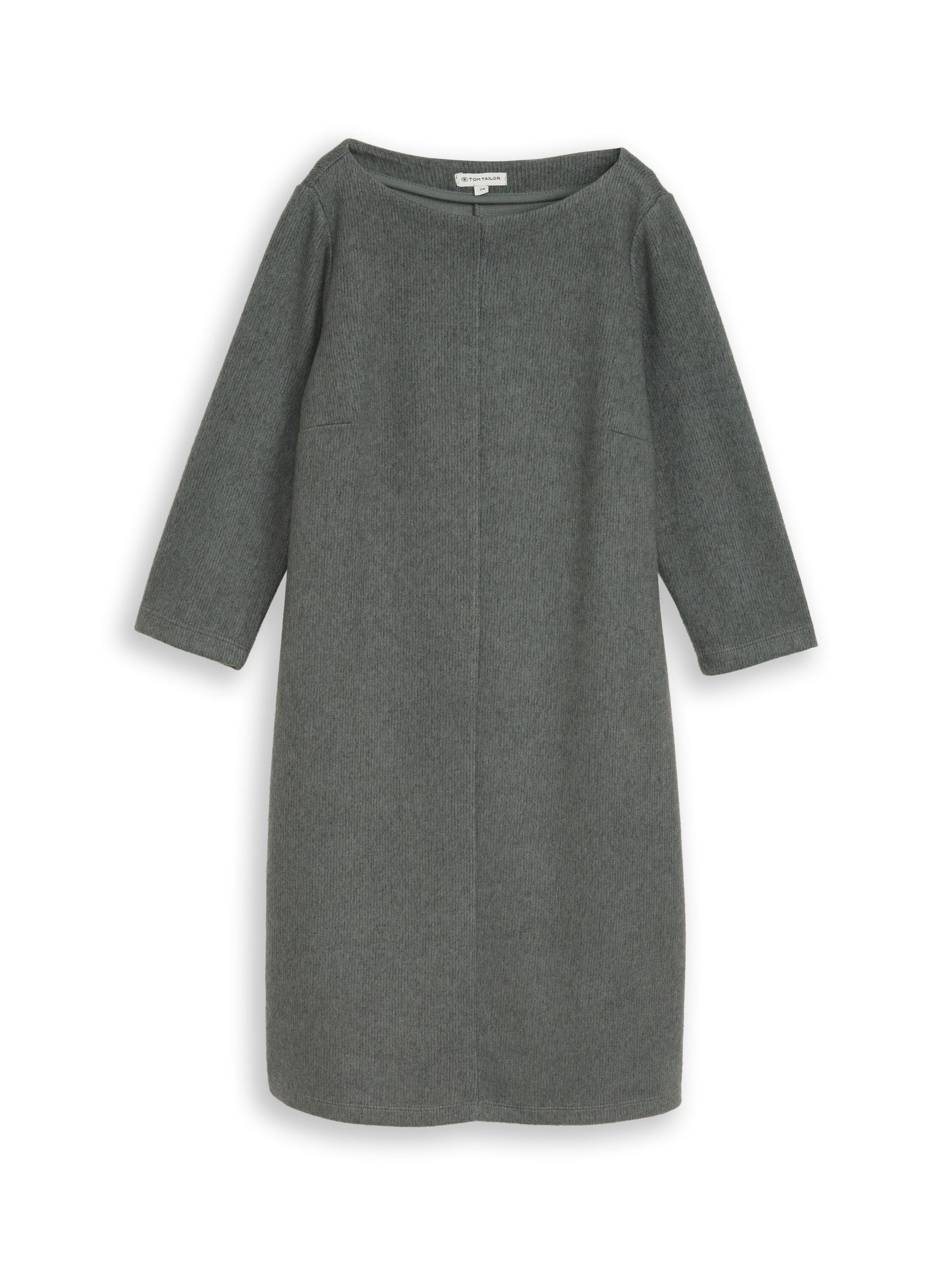 TOM TAILOR Midikleid Ohne Taschen 3/4-Arm-Strickkleid mit U-Boot-Ausschnitt