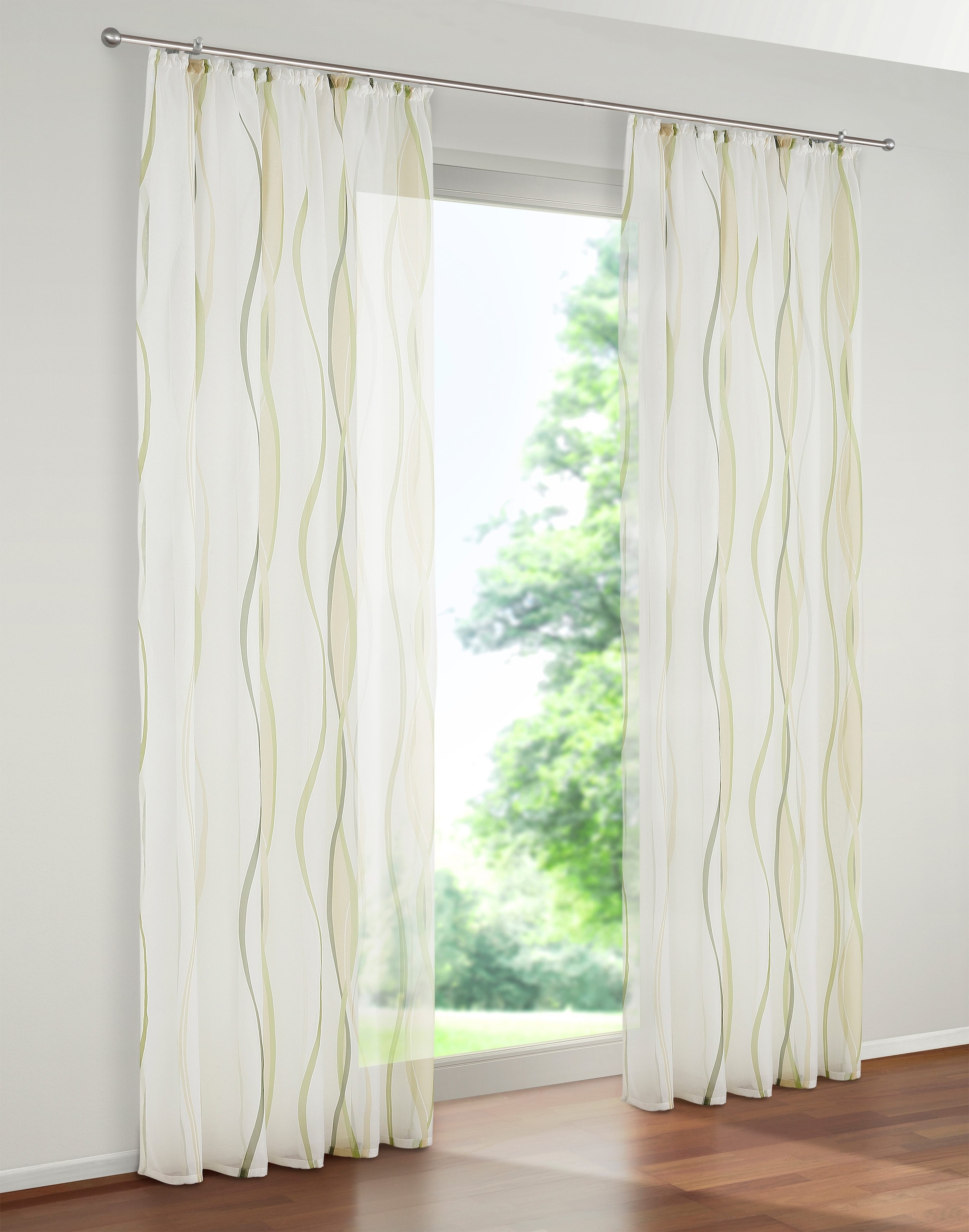 my home Gardine »Dimona«, (2 St.), 2er-Set, Voile, Polyester, Wellen online  kaufen