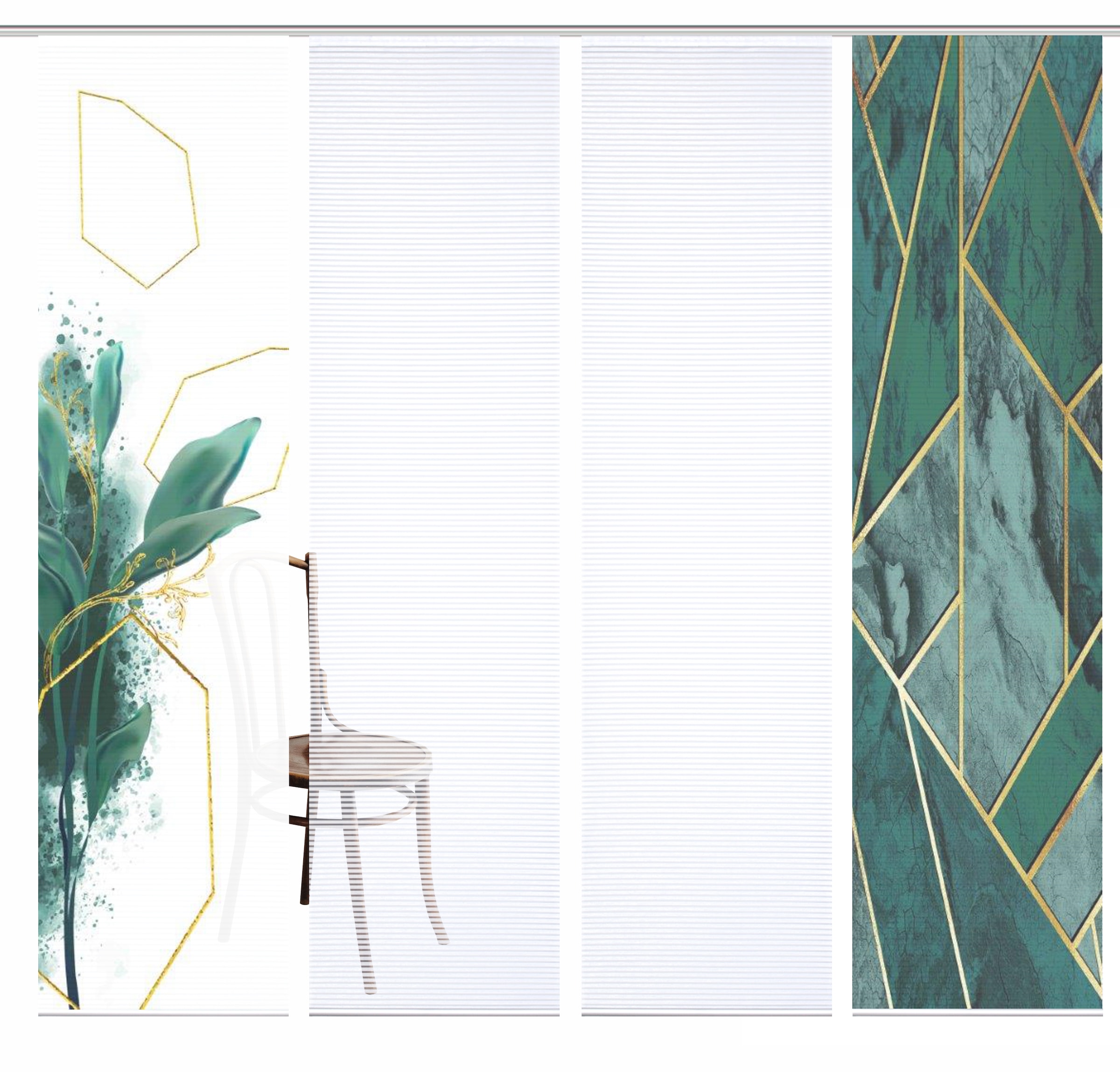 HOME in green Schiebegardine »SIGNUM« Paneelwagen 4 Stk. tlg. SET DIGITALDRUCK,BAMBUSOPTIK RECYCELT