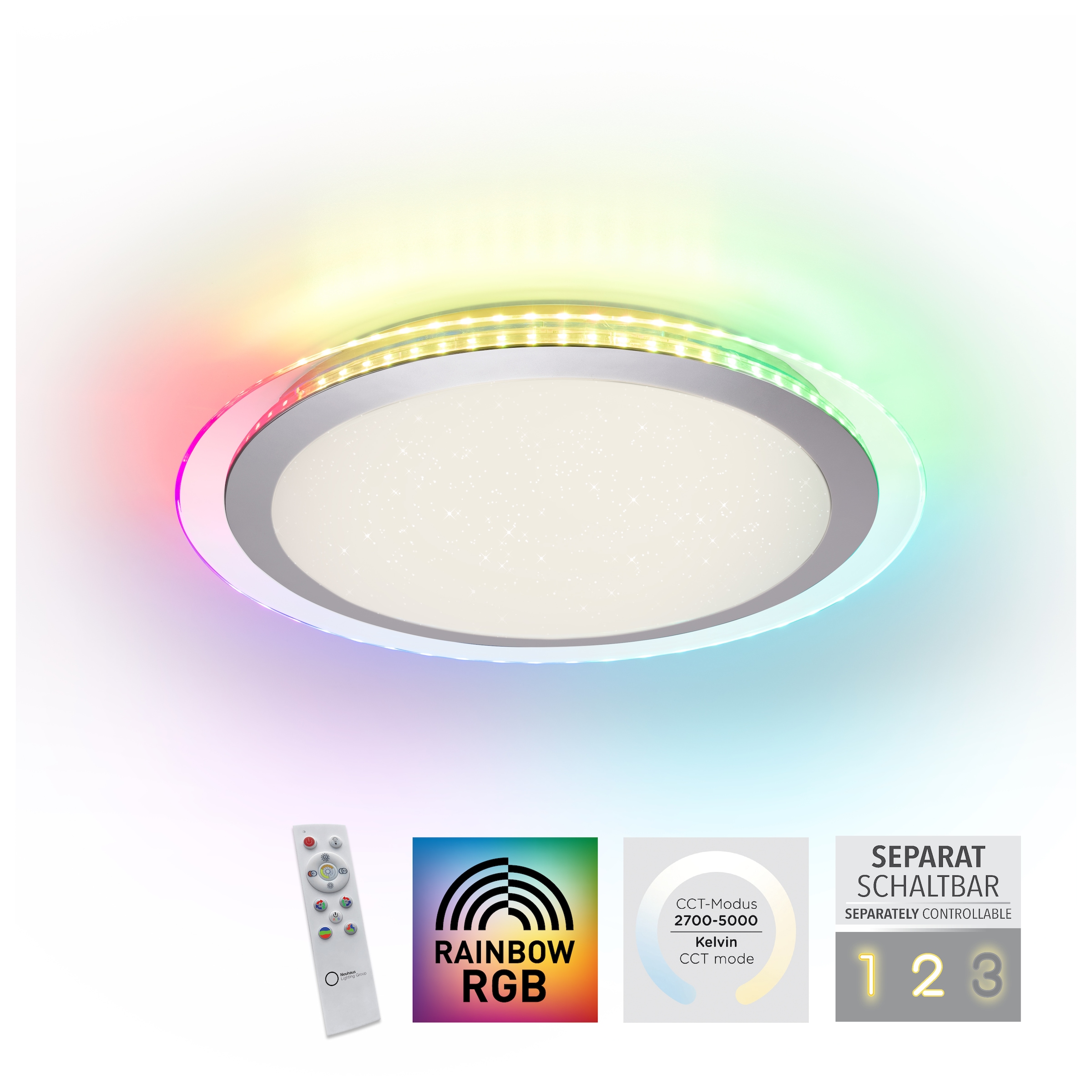 online mit CCT 3 Garantie LIGHT | Deckenleuchte - über flammig-flammig, JUST Jahren kaufen LED, XXL Infrarot RGB-Rainbow, »CYBA«, Fernbedienung, 2 dimmbar, inkl.