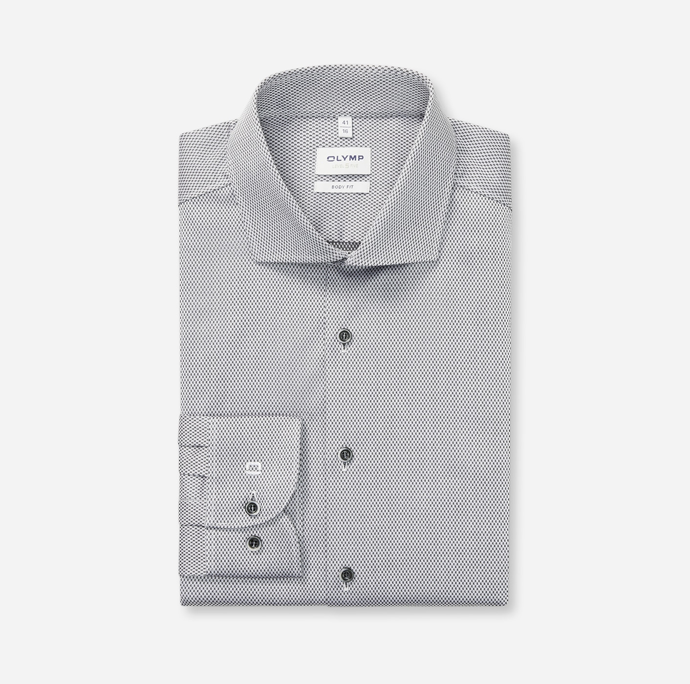 OLYMP Langarmhemd »Level Five« body fit, Businesshemd, Minimalprint, Royal-Kentkragen