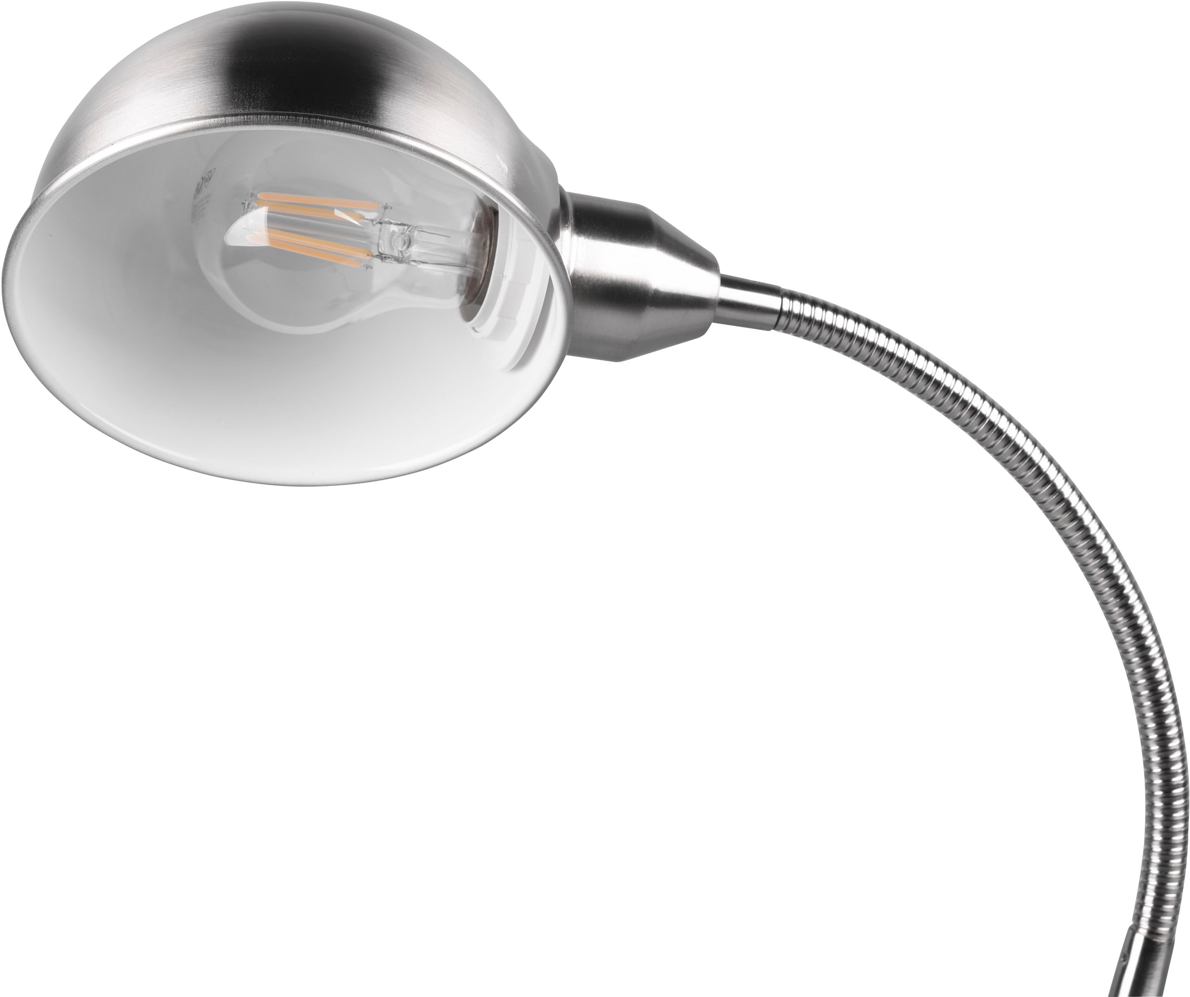 TRIO Leuchten Schreibtischlampe »Perry«, 1 flammig, Leuchtmittel E27 | ohne Leuchtmittel, Tischleuchte Büro, exkl. 1xE27 10W, flex. verstellbar, Schnurschalter