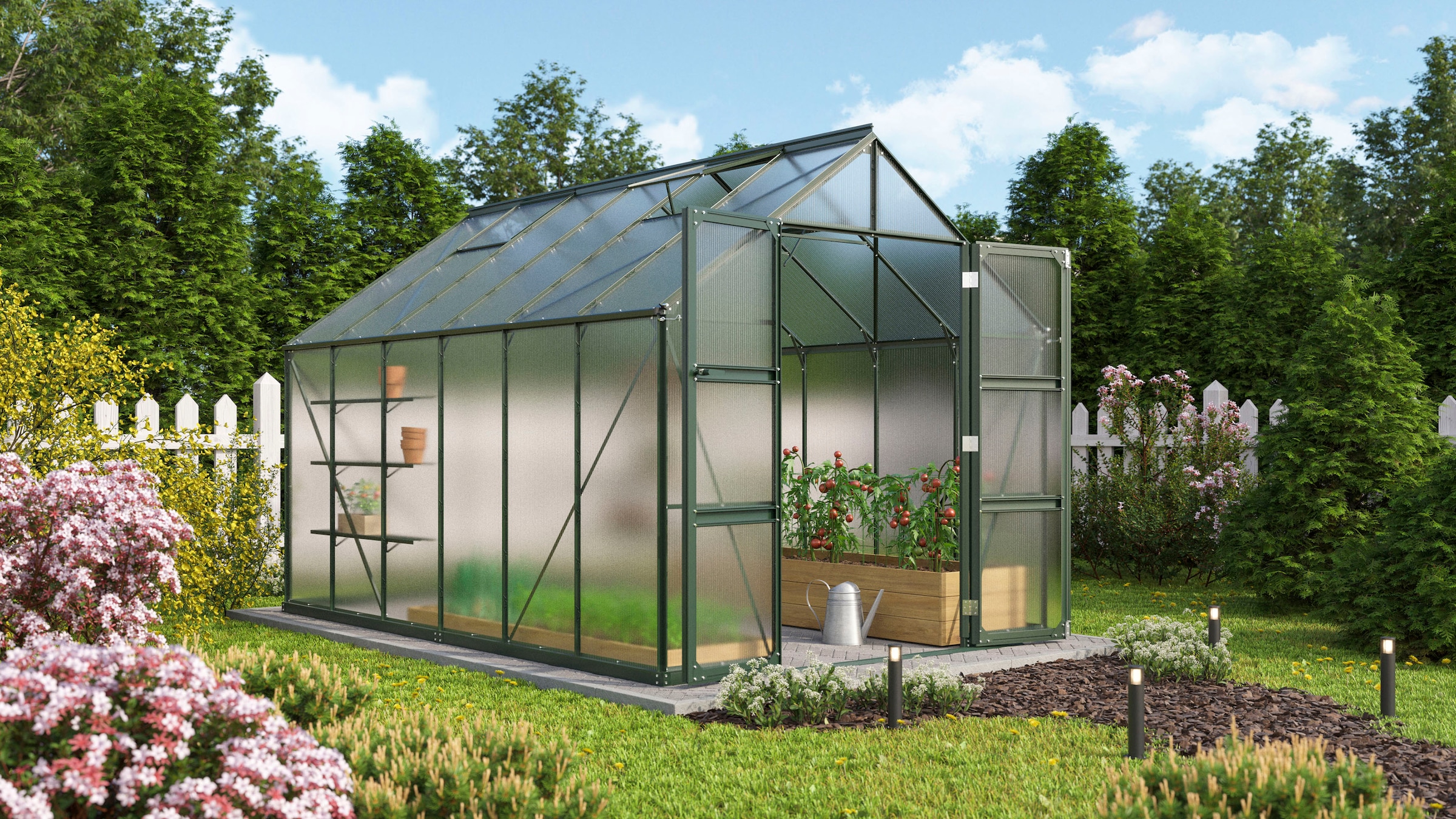 Vitavia Gewächshaus »Domus 9900« mit Doppelschwingtüren und bodentiefer Türschwelle, 6 mm Hohlkammer