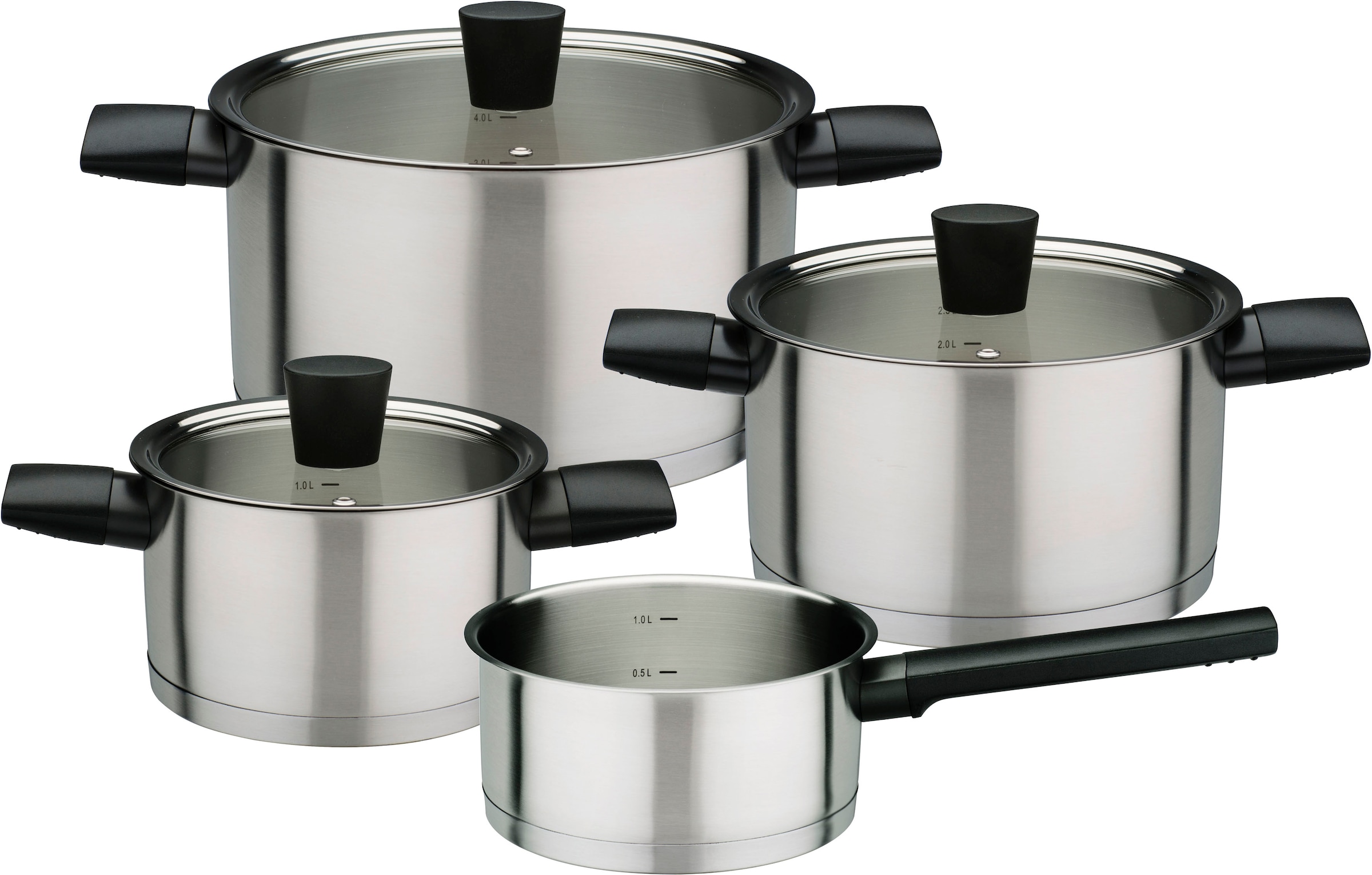 GSW Topf-Set »Novero«, Literskala, praktischen Induktion 7 XXL 18/8, 3 Jahren tlg.), (Set, mit Garantie Edelstahl