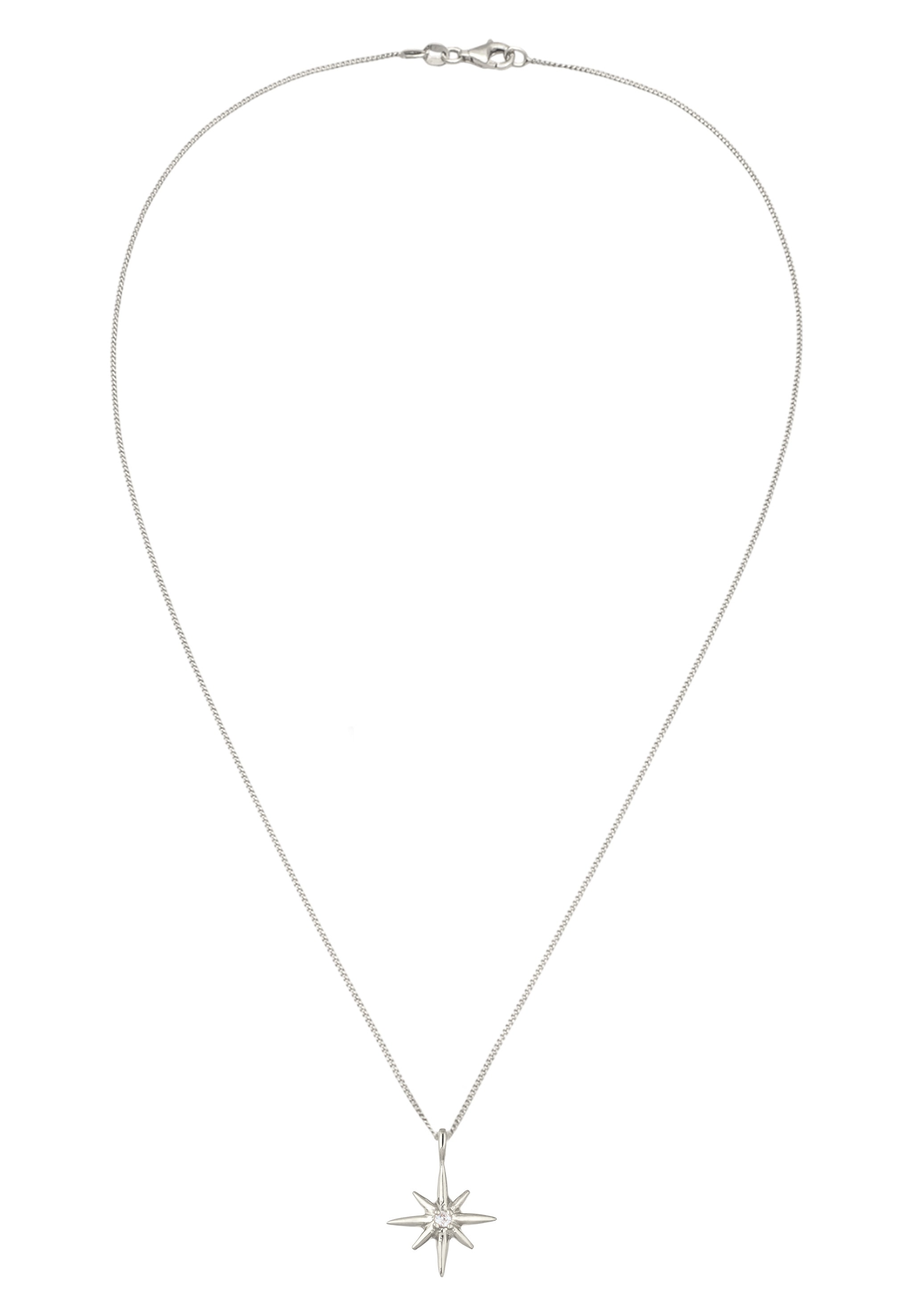 Elli DIAMONDS Silberkette »Halskette Stern mit Laborgezüchteten Diamant (0.035 ct) 925 Sterling Silber«