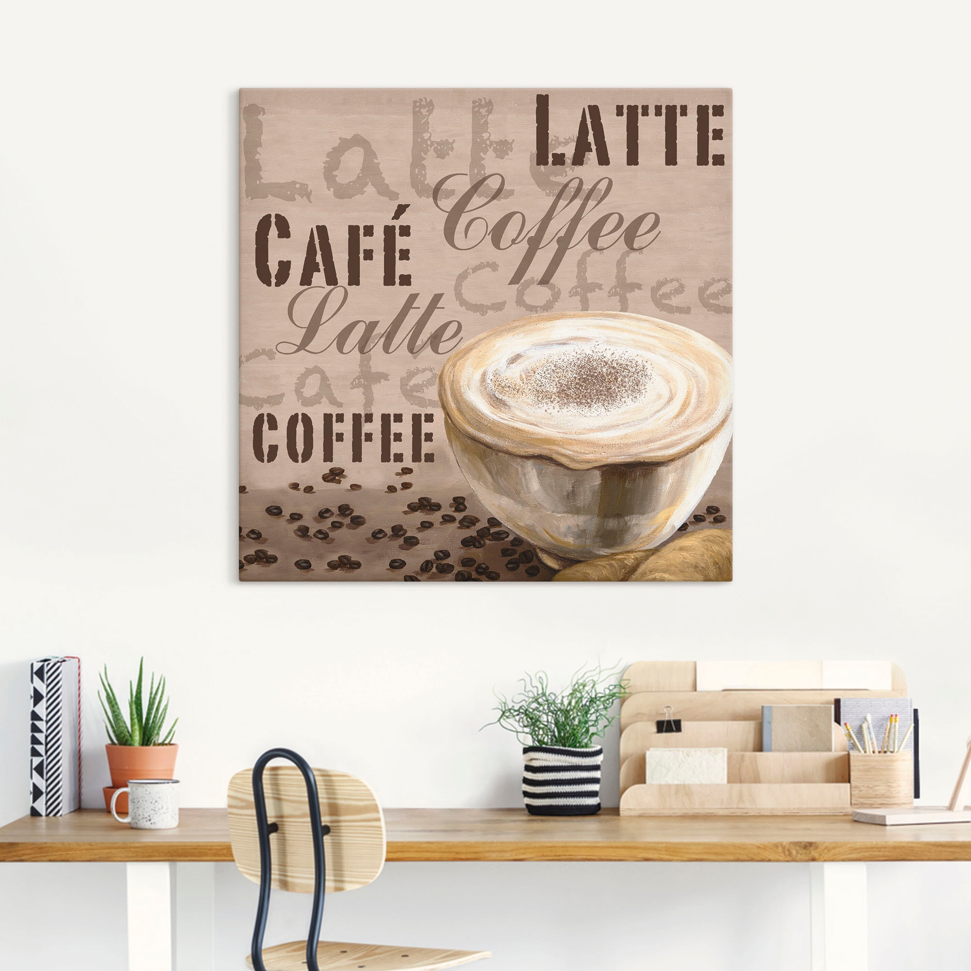 Artland Leinwandbild »Milchkaffee« Getränke 1 Stk. tlg. auf Holzrahmen gespannt