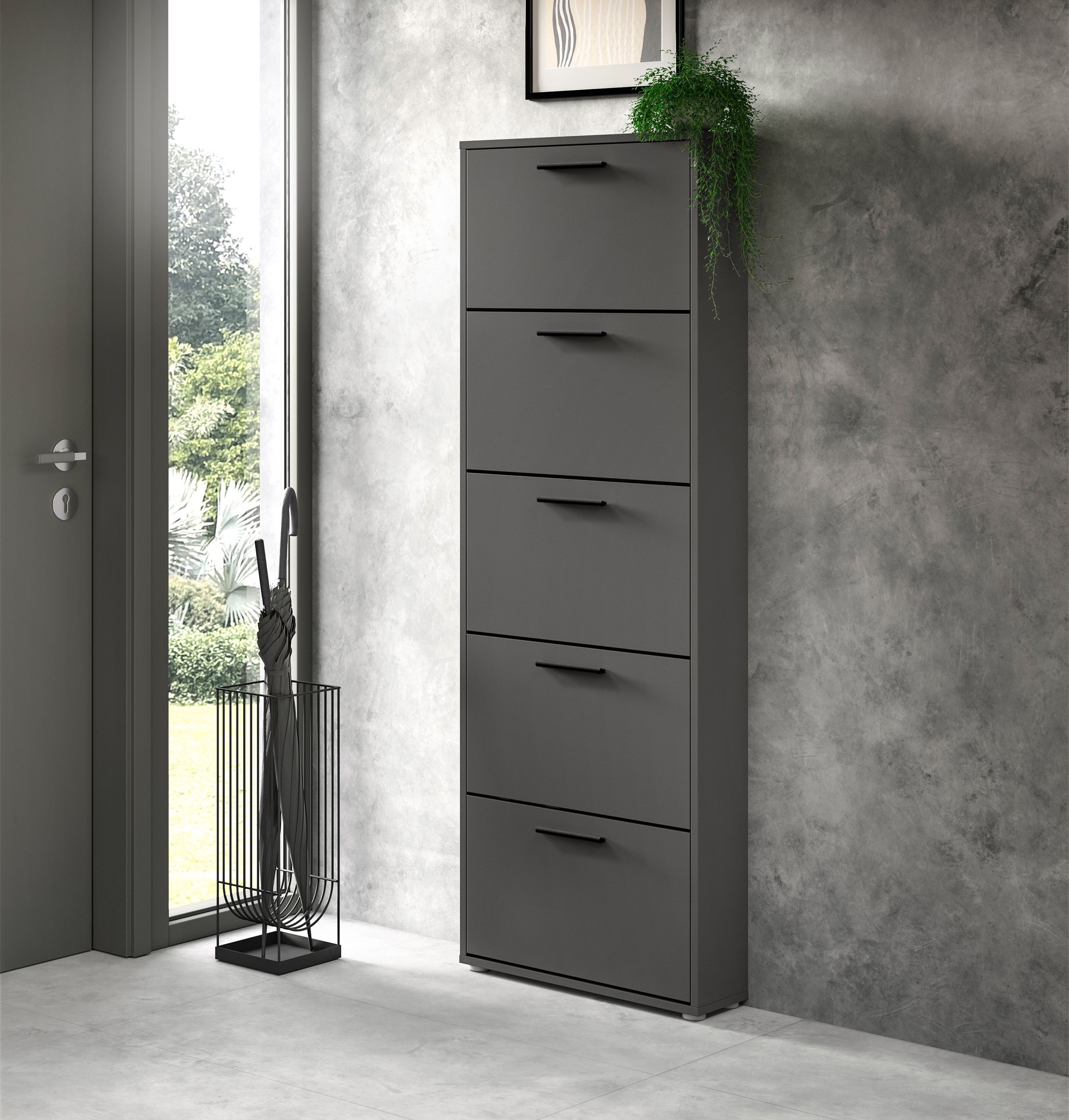 HBZ Schuhkommode »Sam Schuhkipper, Schuhschrank BxHxT 59x169x17 cm«, (1 St.), mit 5 Klappen