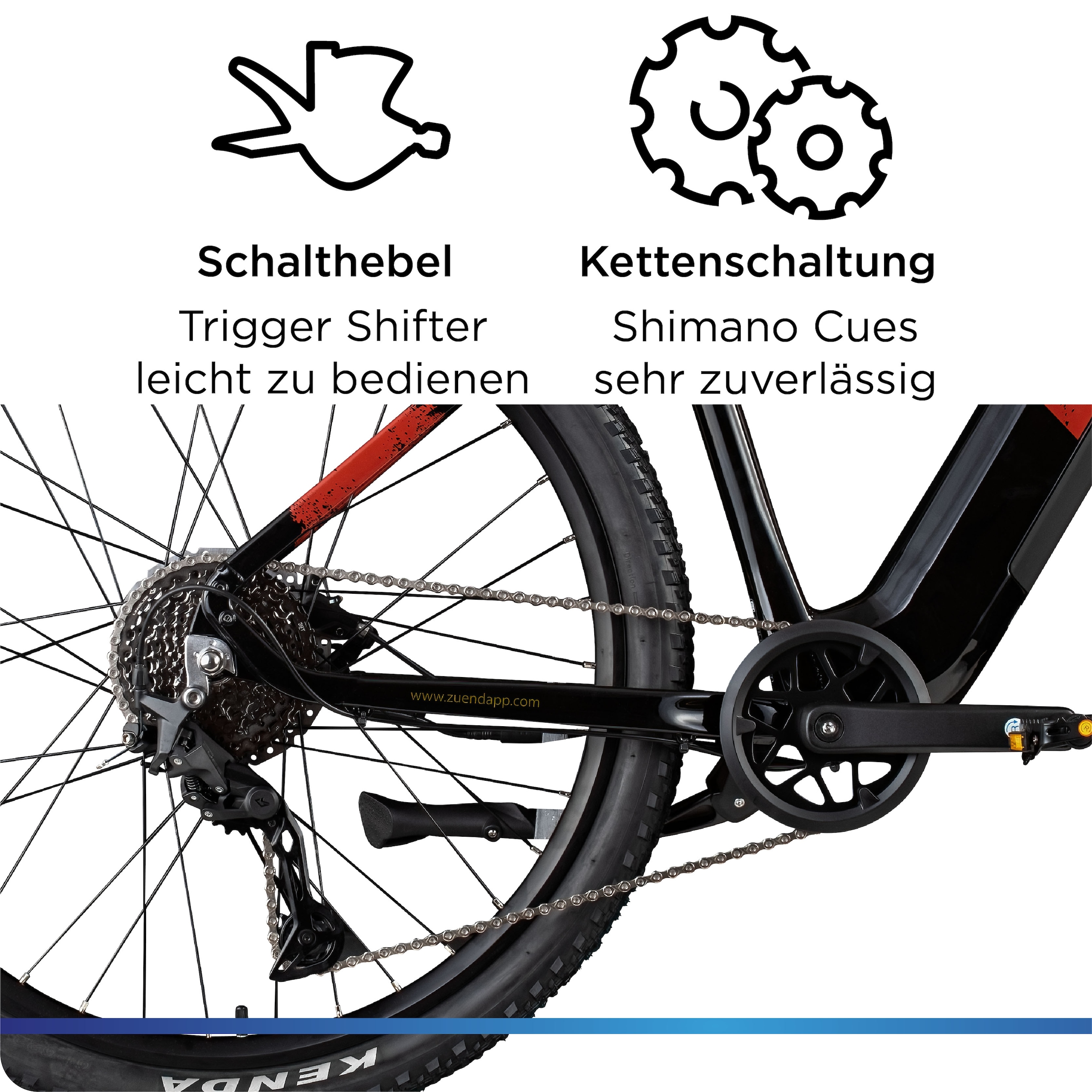 Zündapp »Z808« 10 Gang Shimano Deore RD-T6000 Schaltwerk Kettenschaltung Heckmotor 250 W Pedelec, Elektrofahrrad für Damen und Herren, MTB