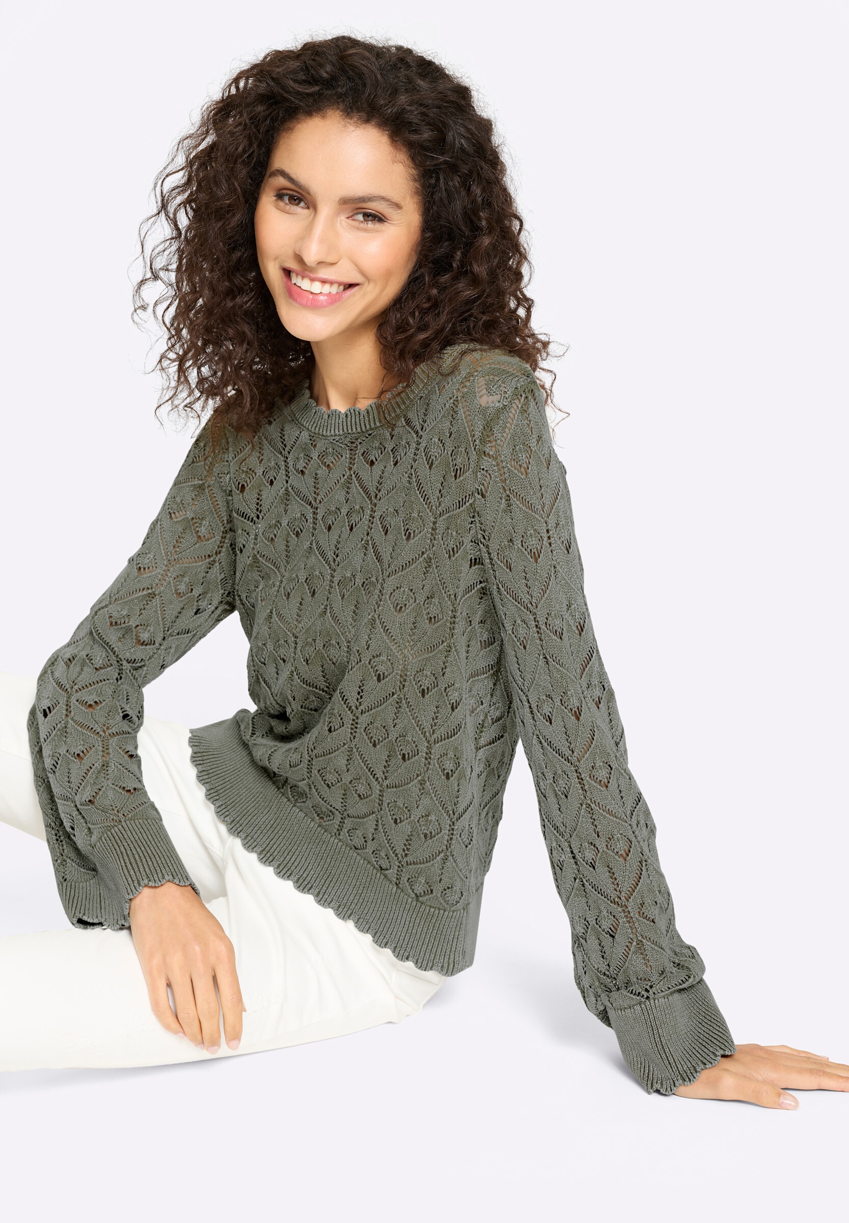 heine Strickpullover »Pullover Ajourpullover in Used-Optik«