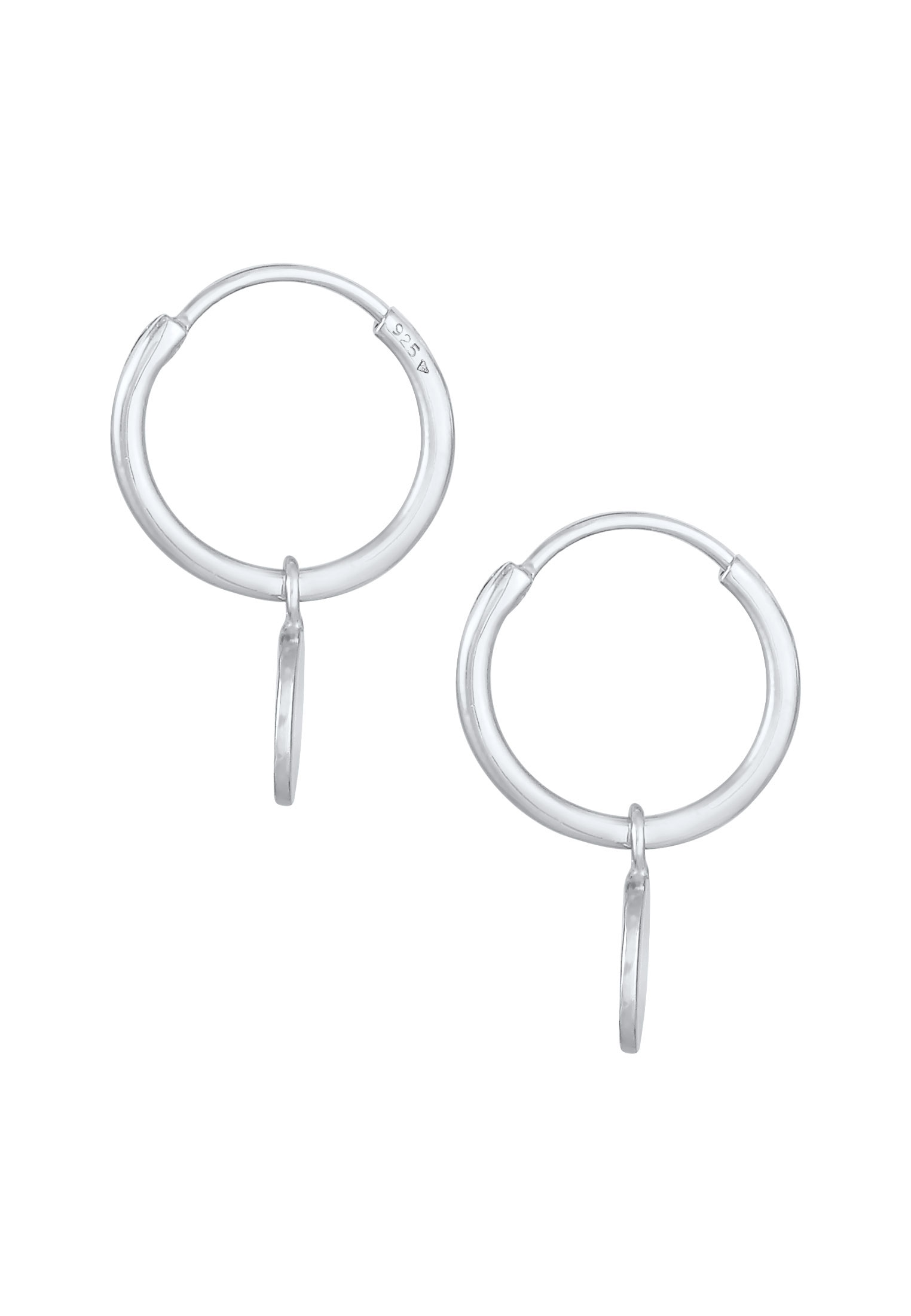 Elli Paar Creolen »Ohrringe Creolen Plättchen Coin Organic Look 925 Silber«