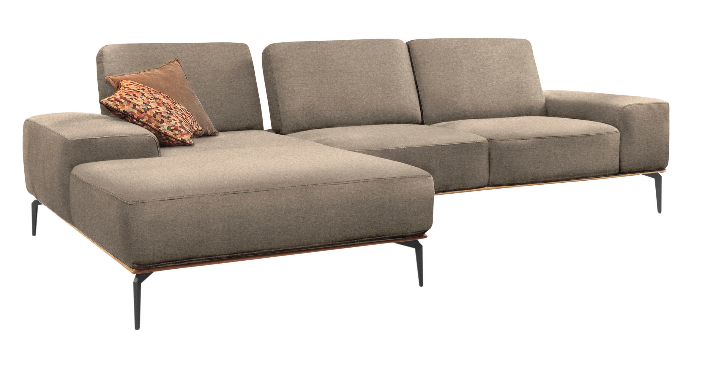 W.SCHILLIG Ecksofa »run, Designsofa mit tollem Sitzkomfort, bequem, L-Form«, mit Holzsockel, Füße in Schwarz pulverbeschichtet, Breite 319 cm