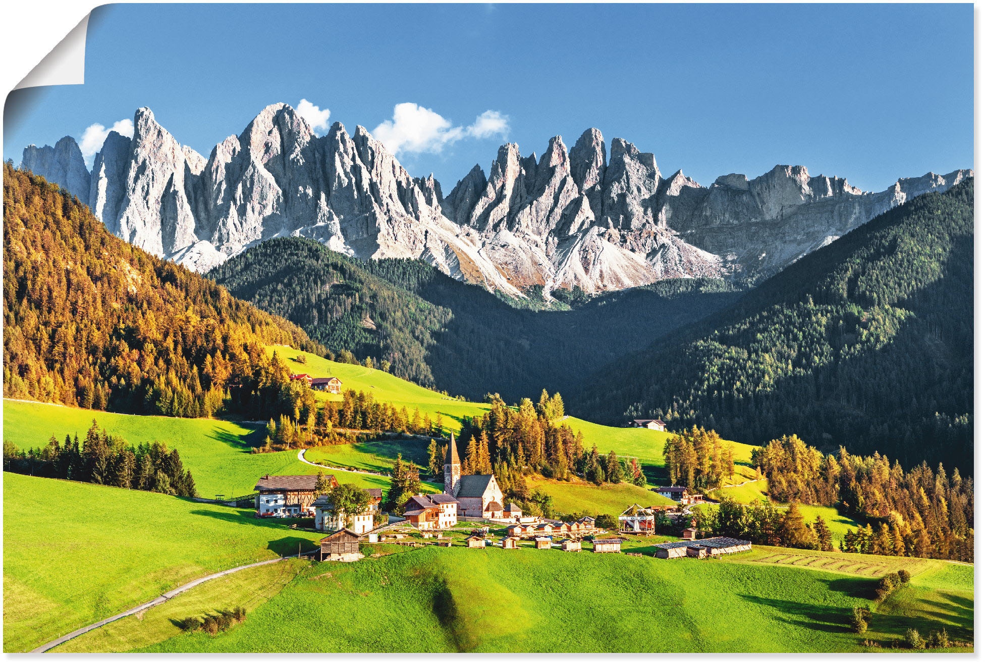 Artland Wandbild »Alpen Berge Santa Maddalena«, Berge & Alpenbilder, (1  St.), als Alubild, Outdoorbild, Leinwandbild, Poster in verschied. Größen  auf Raten kaufen