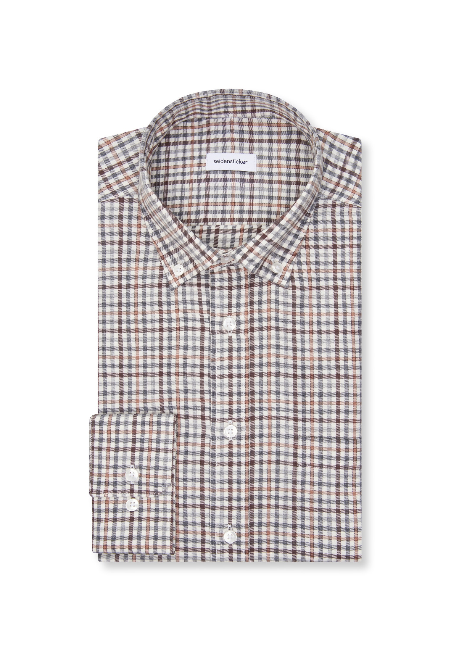 seidensticker Flanellhemd »Schwarze Rose« Regular 1/1 Button-Down-Kragen Karo
