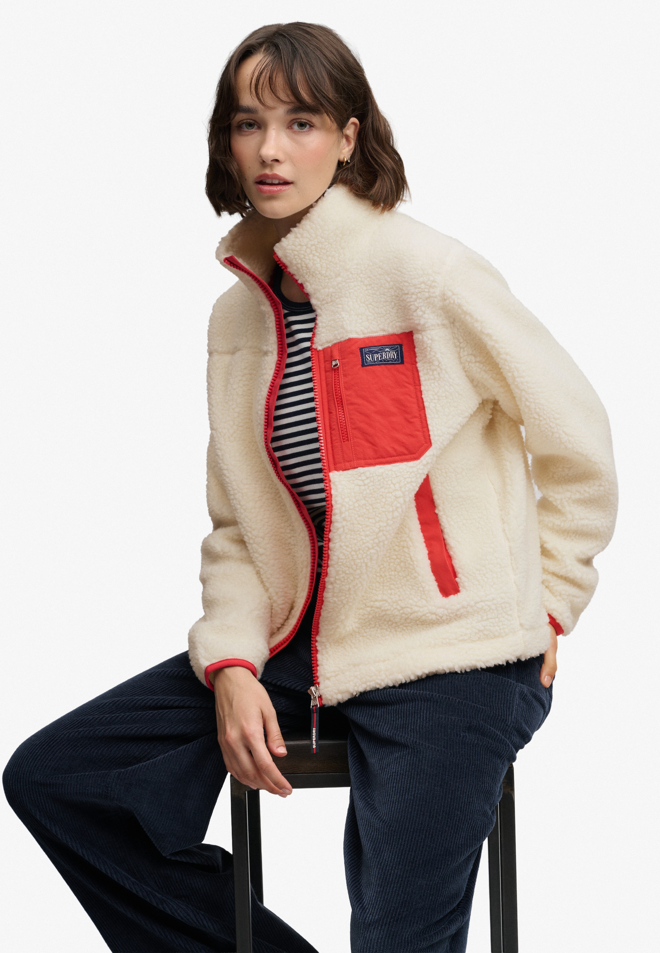 Superdry Kapuzensweatjacke »HERITAGE ZIP THROUGH FLEECE« Kunstfaser, relaxed fit