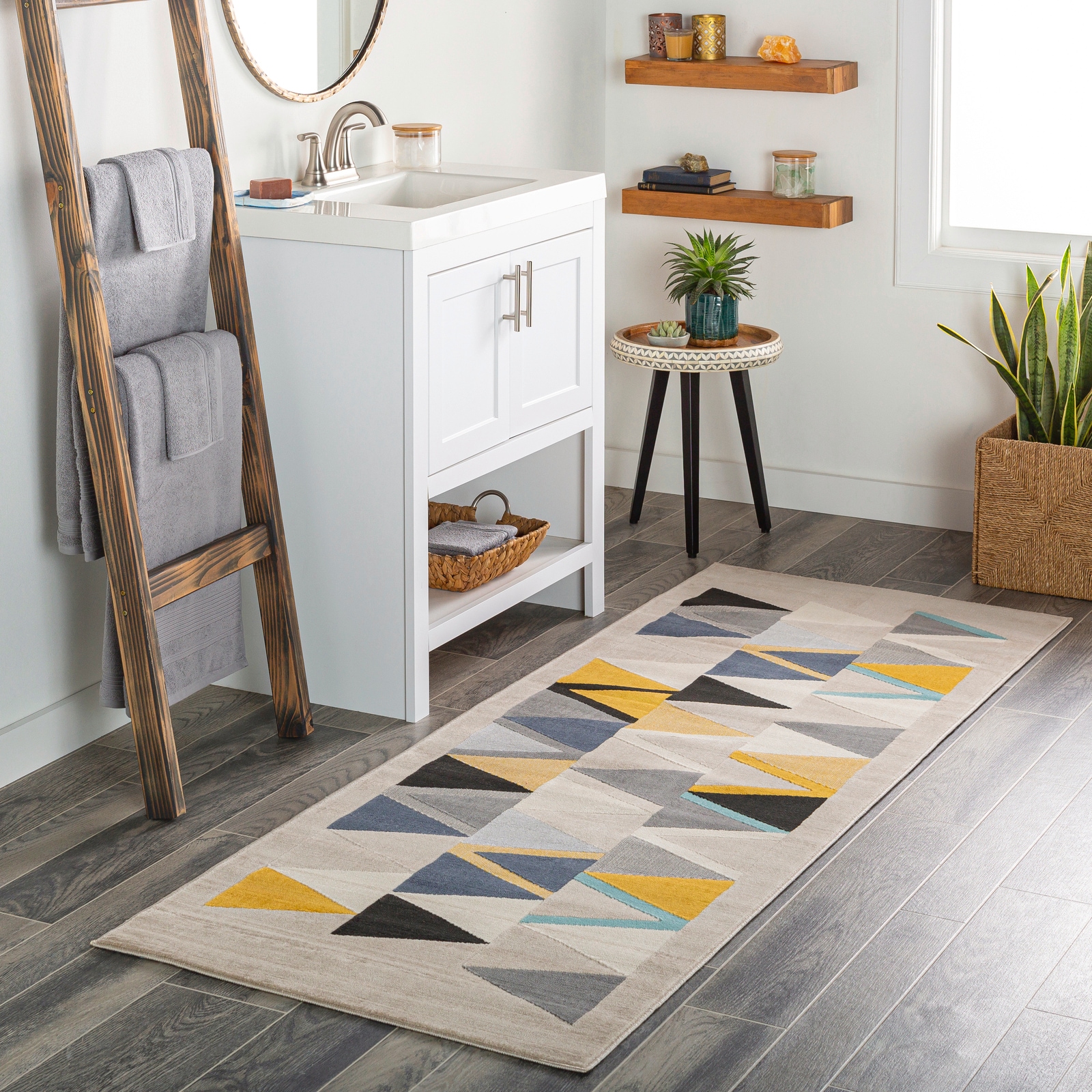 Livabliss City Geometric Living Dining Bedroom Rug in Yellow | Size: 80 cm x 220 cm