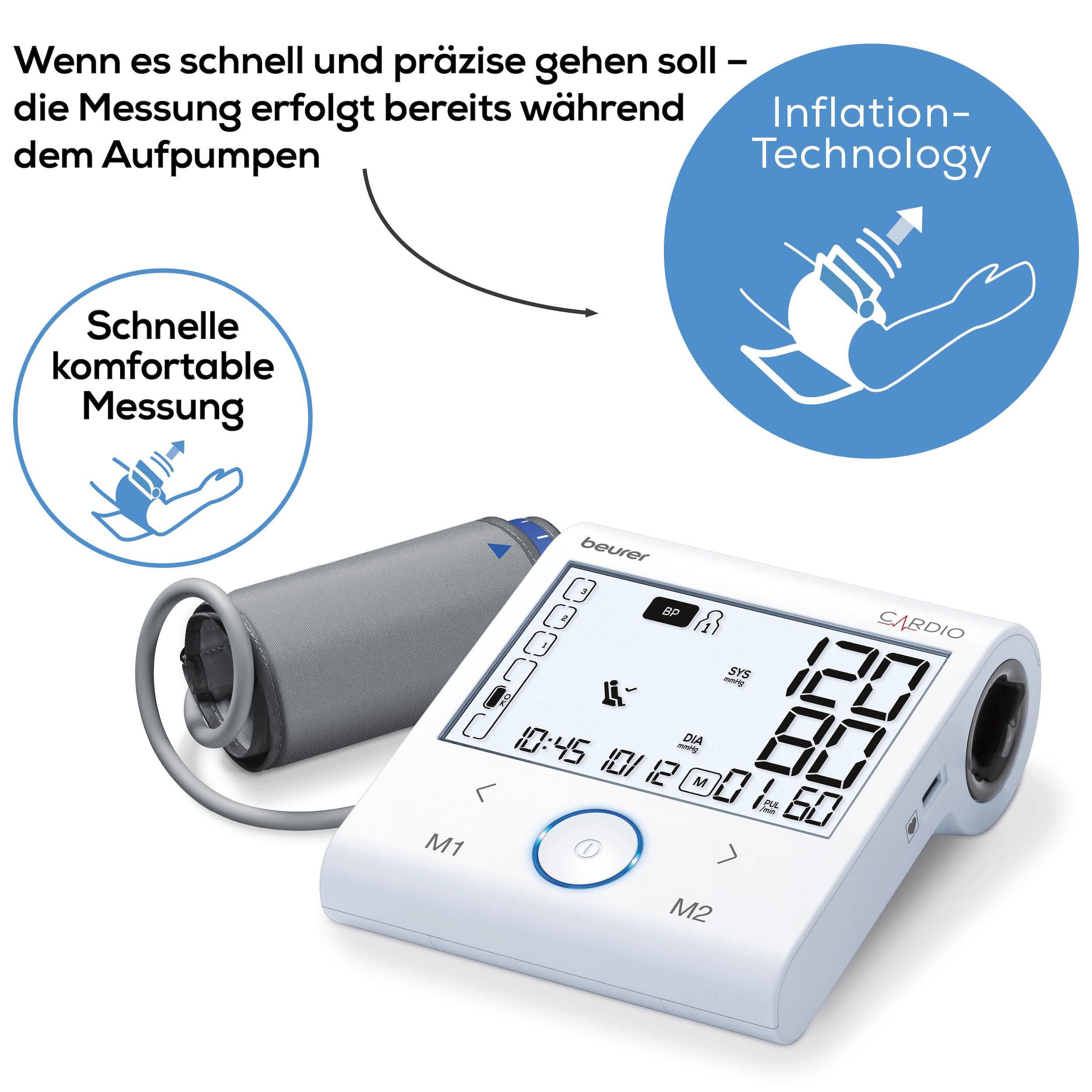 BEURER Oberarm-Blutdruckmessgerät »Beurer BM 96 Blutdruckmessgerät mit EKG-Funktion«, Mit 1-Kanal EKG zur Aufzeichnung des Herzrhythmus