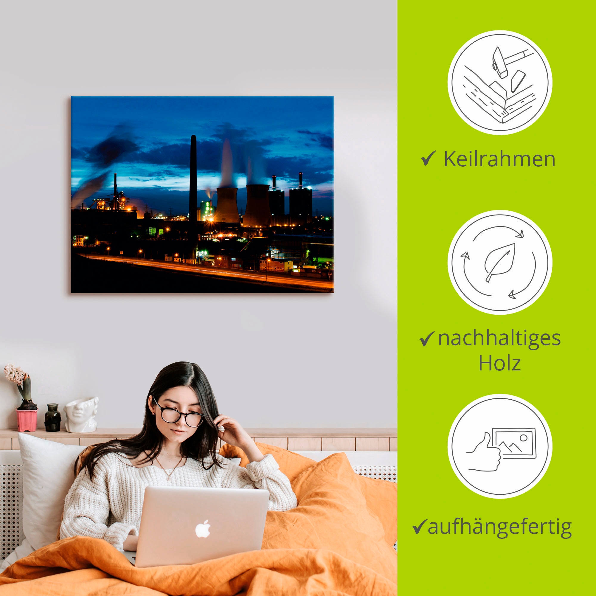 Artland Wandbild »Duisburg- Dehoga blaue Stunde«, Deutschland, (1 St.), als Leinwandbild, Poster in verschied. Größen