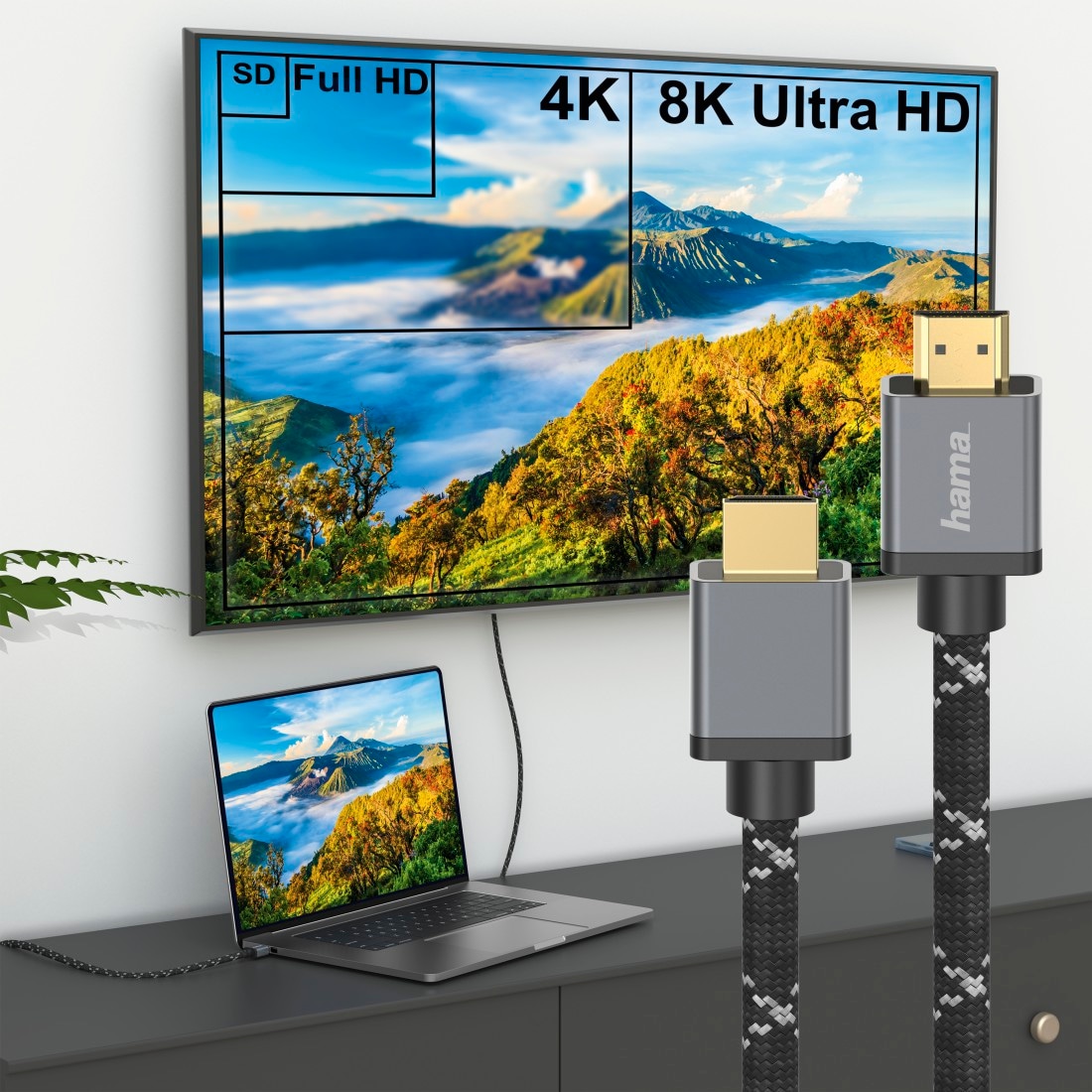 Hama HDMI-Kabel »Ultra High Speed HDMI™-Kabel, Ultra-HD 8K, Alu HDMI™-Kabel 2,00 m«