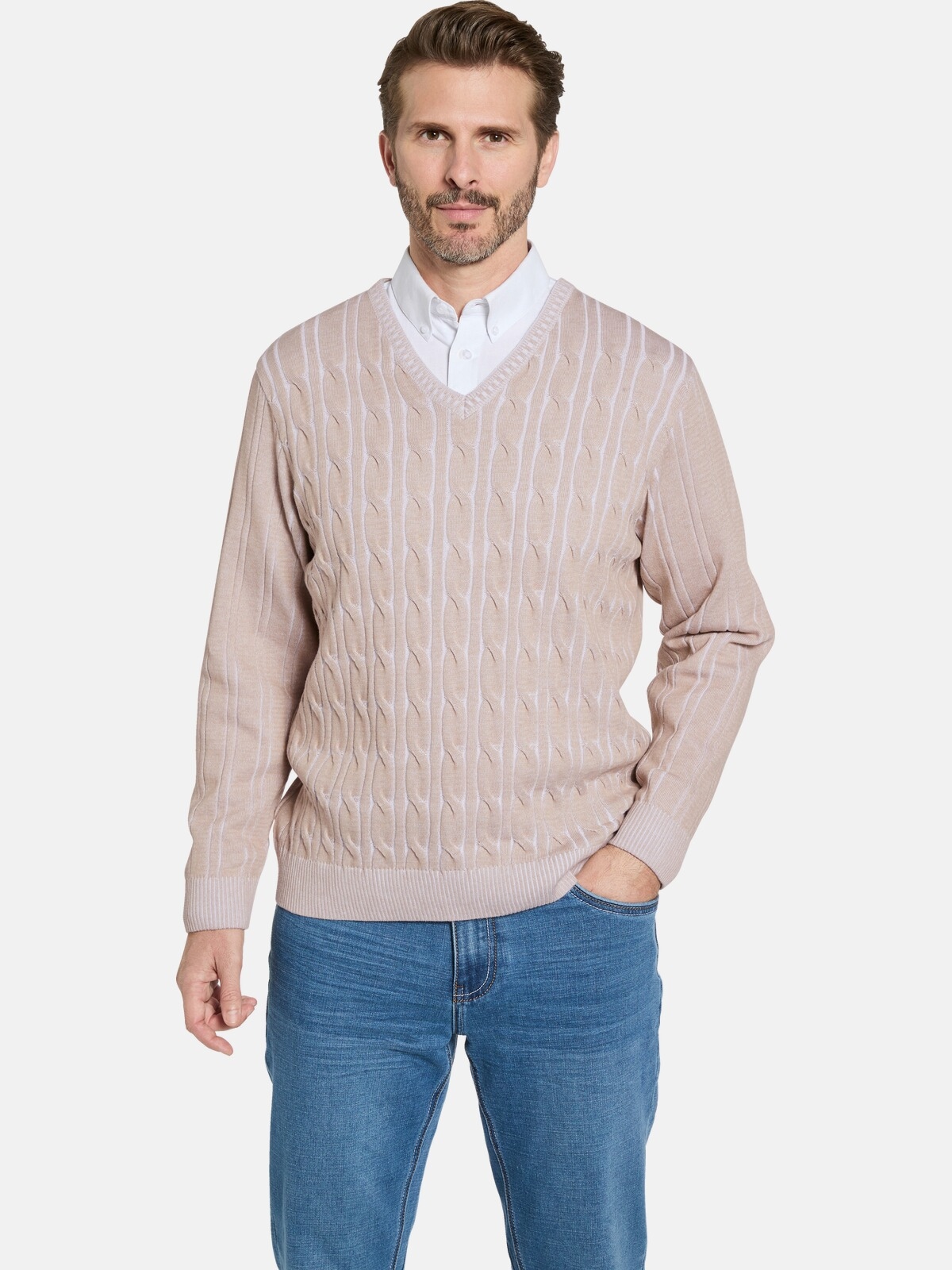 V-Ausschnitt-Pullover »Pullover CARIELLO«, im stilvollen Strickmuster