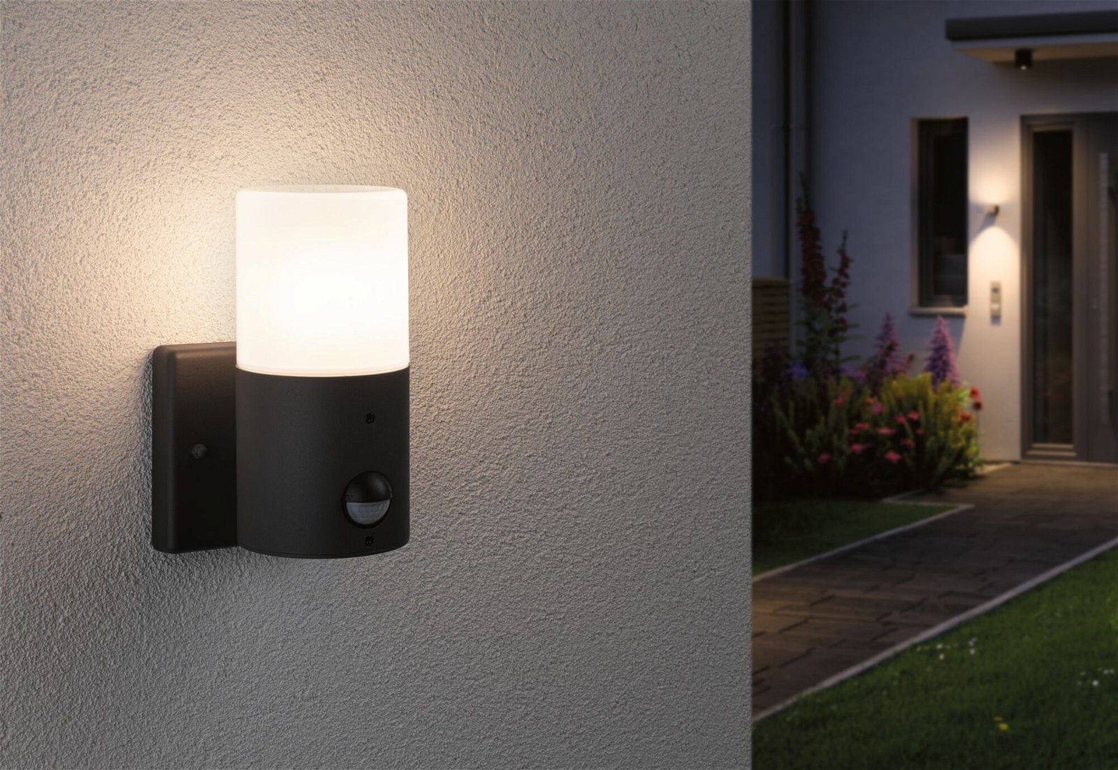 Paulmann Außen-Wandleuchte »Tubs IP44 rund 105x130mm max. 15W 230V Grau matt Metall, Kunststoff«, 1 flammig, Leuchtmittel E27 | ohne Leuchtmittel, Bewegungsmelder