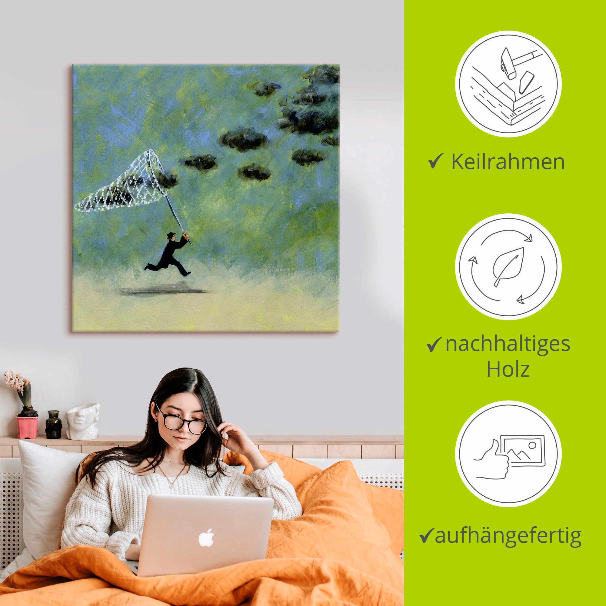 Artland Wandbild »Wolkenfänger«, Mann, (1 St.), als Leinwandbild, Poster, Wandaufkleber in verschied. Größen