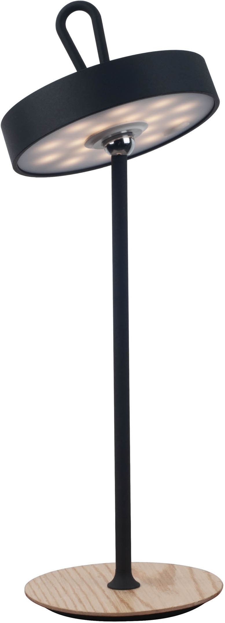 my home LED Tischleuchte »Charmont mit Holzfuß, abnehmbares Kopfteil als Hängeleuchte verwendbar« LED-Modul 1 Stk. Warmweiß aufladbar, inkl Akku + USB Kabel, Kopfteil magnetisch, abnehmbar, Holz