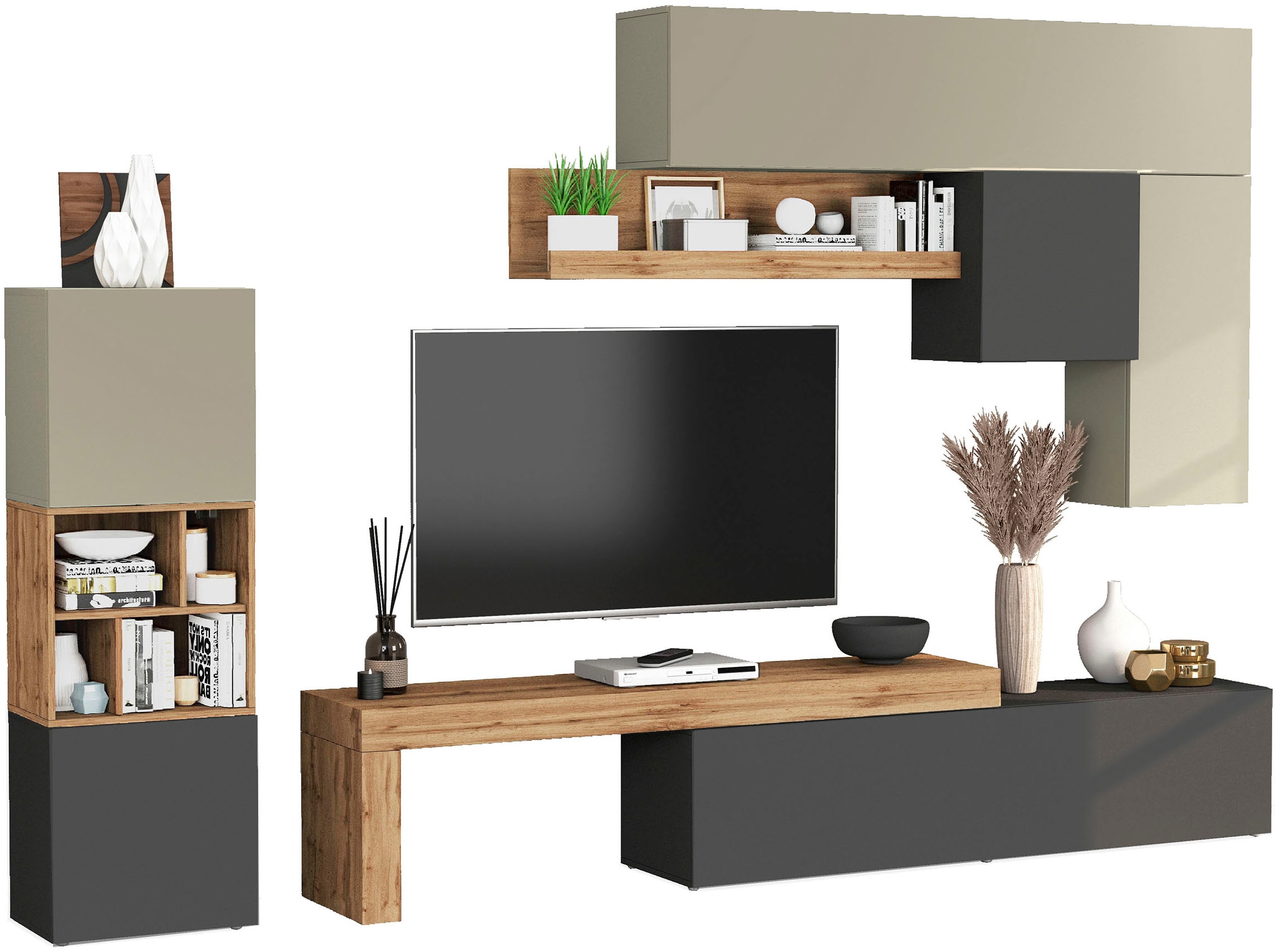 INOSIGN Wohnwand »Chronos Wohnwand, Medienwand, 8-er set« Set, 8 Stk. tlg.