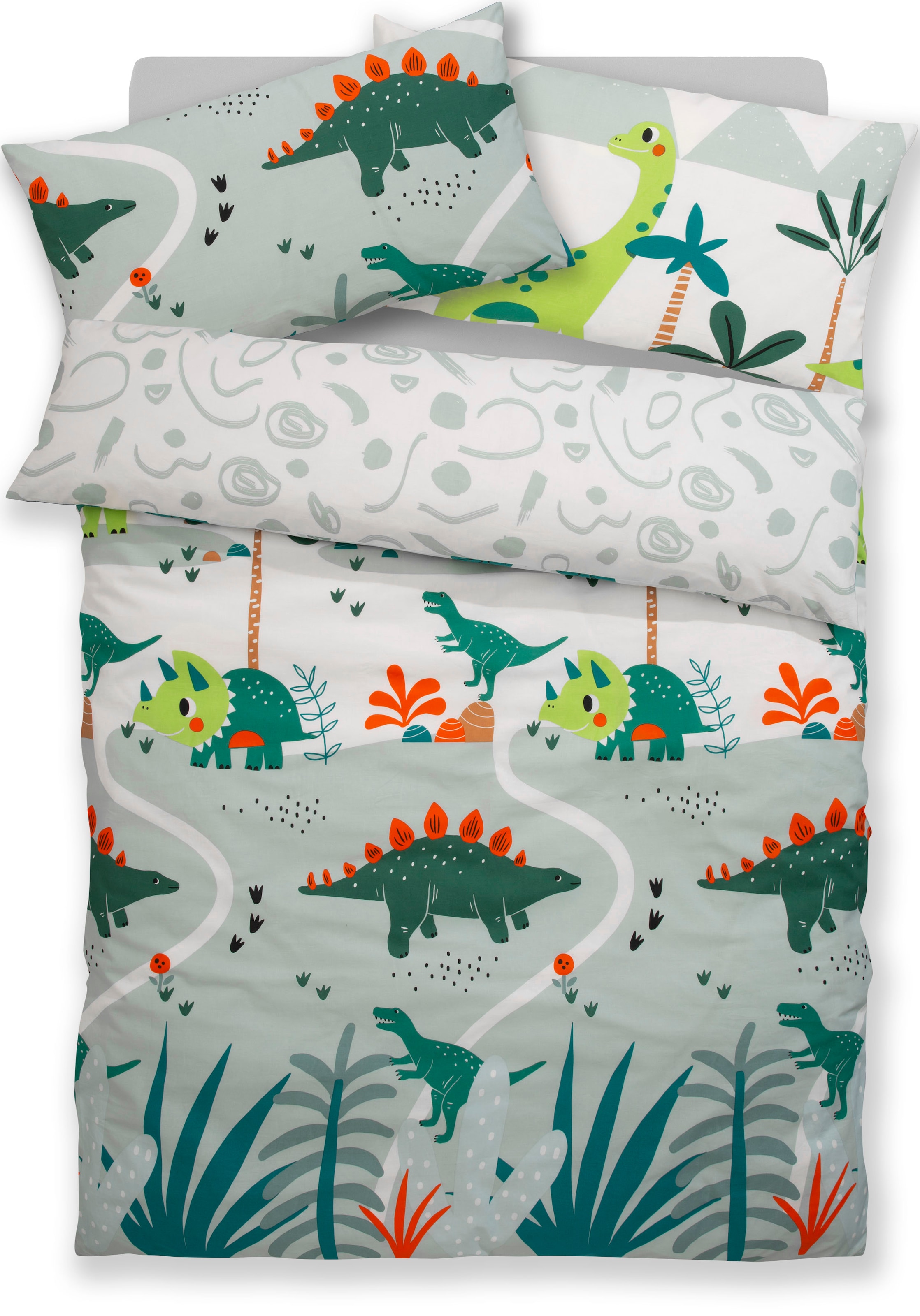 Lüttenhütt Kinderbettwäsche »CUDDLEE«, in vielen Designs: Dino,Einhorn,Weltraum,Baustelle,Herz,Trecker,Safari