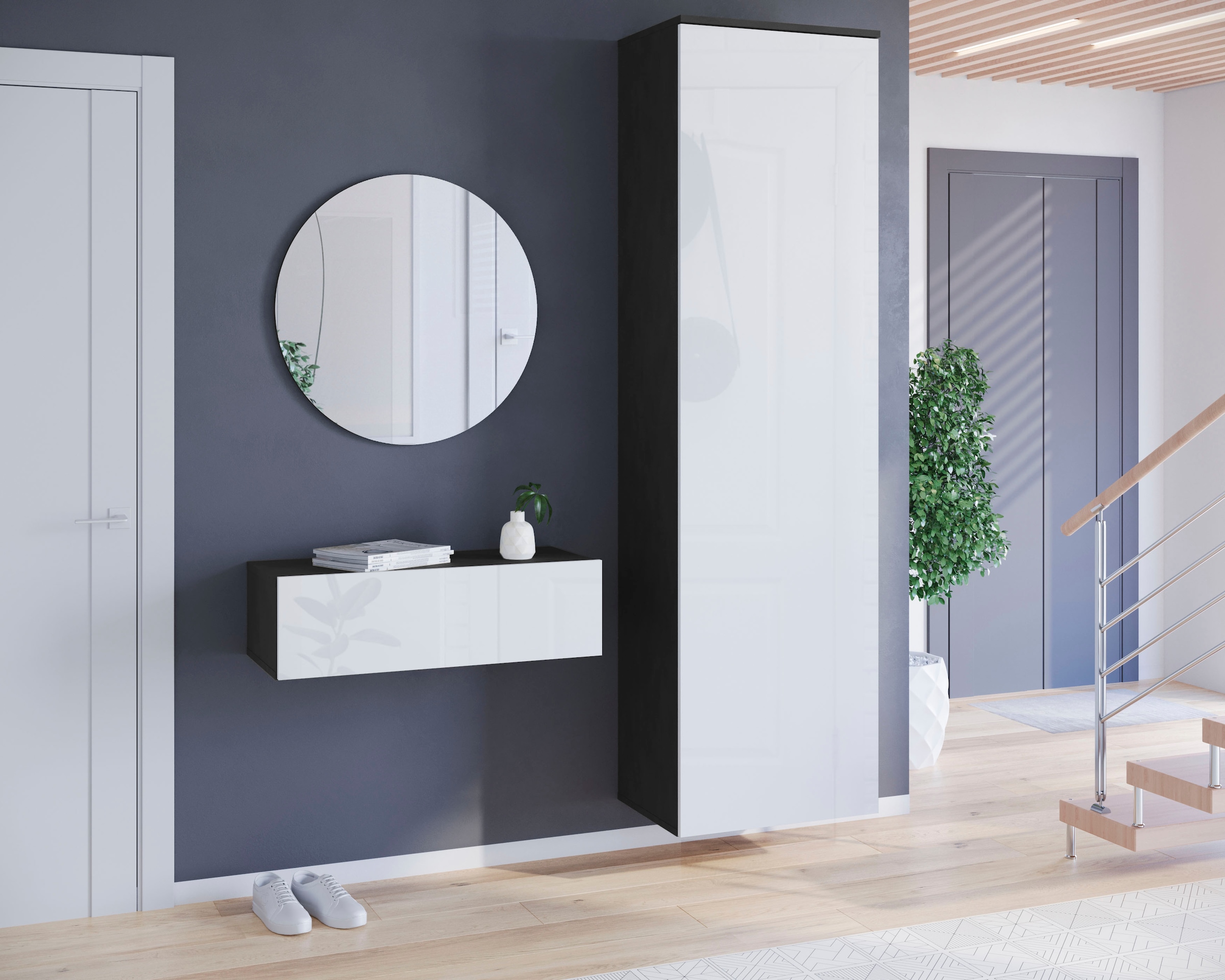 INOSIGN Schuhschrank »Paris, stehend oder hängend montierbar, Türanschlag wechselbar«, moderne Garderobenschrank Höhe 180cm, 6 geräumiger Fächer