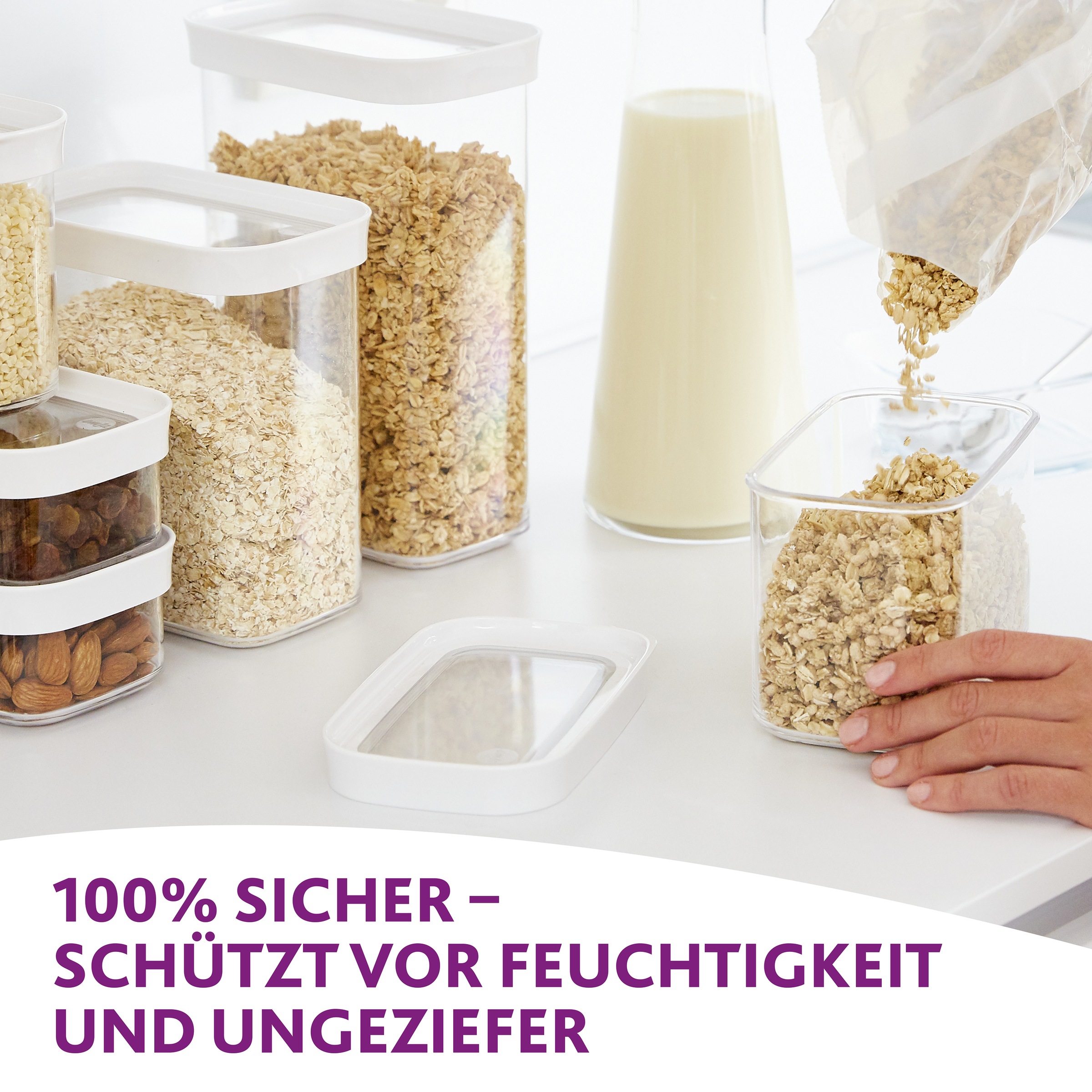 Emsa Vorratsdose »Optima«, (2 tlg.), 1,6 Liter, rechteckig, Schiebedeckel, frische Dichtung, Stapelränder