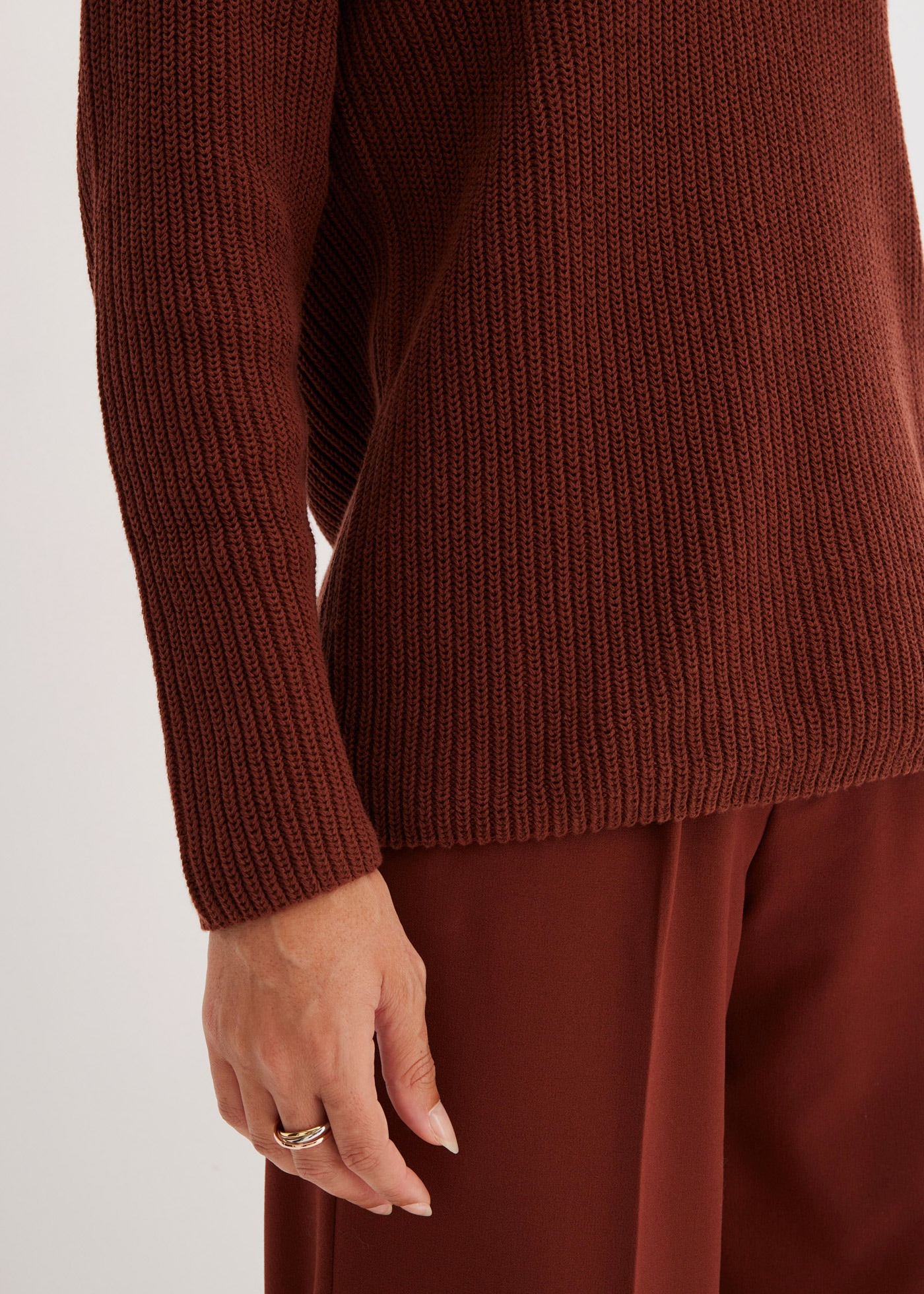 bonprix Strickpullover »Gerippter Pullover aus reiner Baumwolle« aus reiner Baumwolle, mit V-Ausschnitt, unifarben, lässige Passform