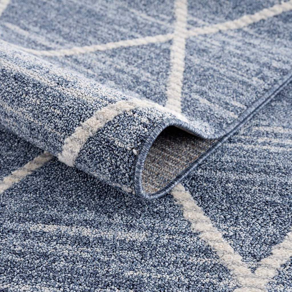 Carpet City Teppich »Art 2646«, rechteckig, 7 mm Höhe, Läufer, Kurzflor, mit Kettfäden, Rauten-Optik, Fransen