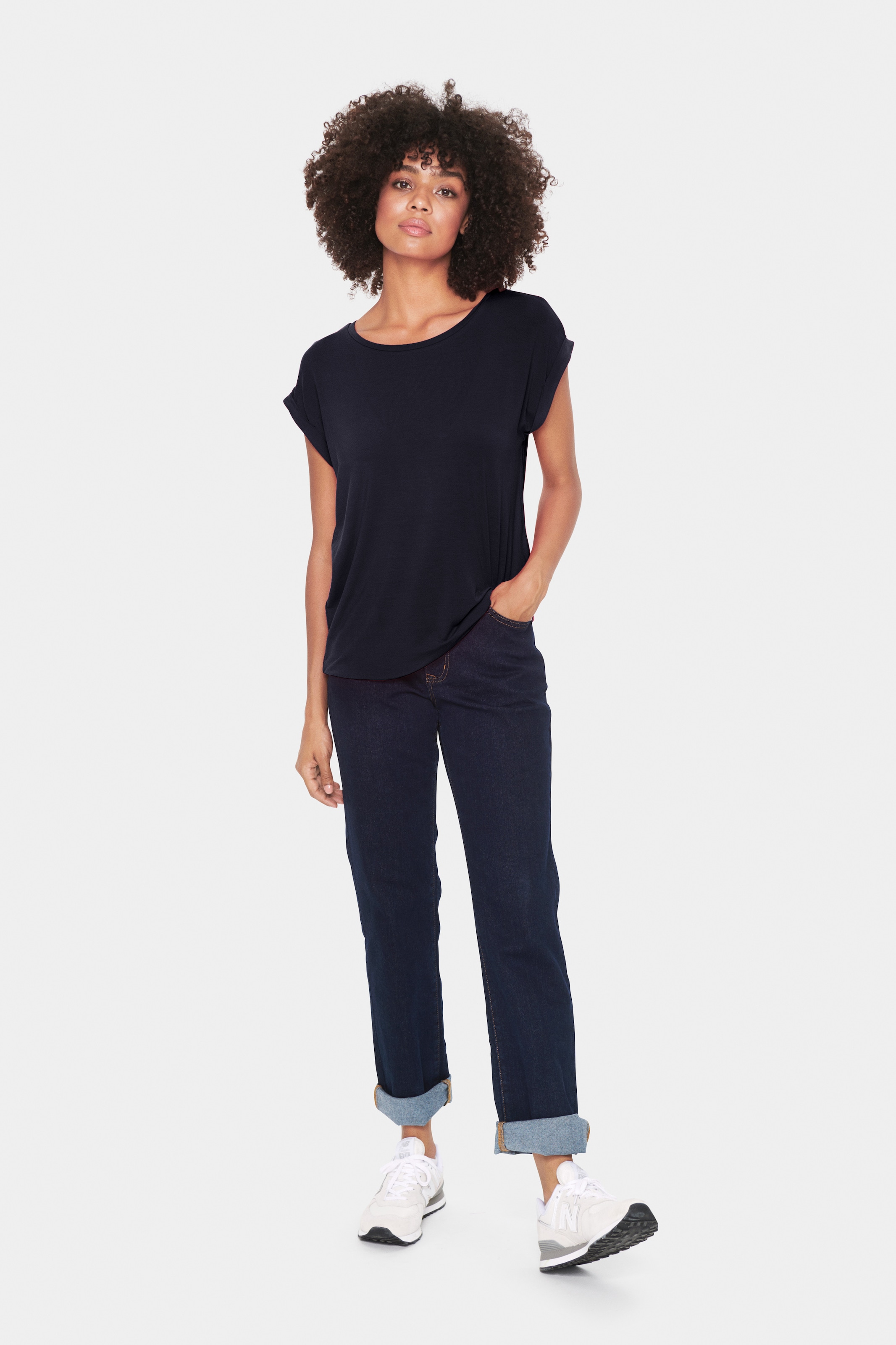 Saint Tropez Rundhalsshirt, Basic in edler LYOCELL Qualität