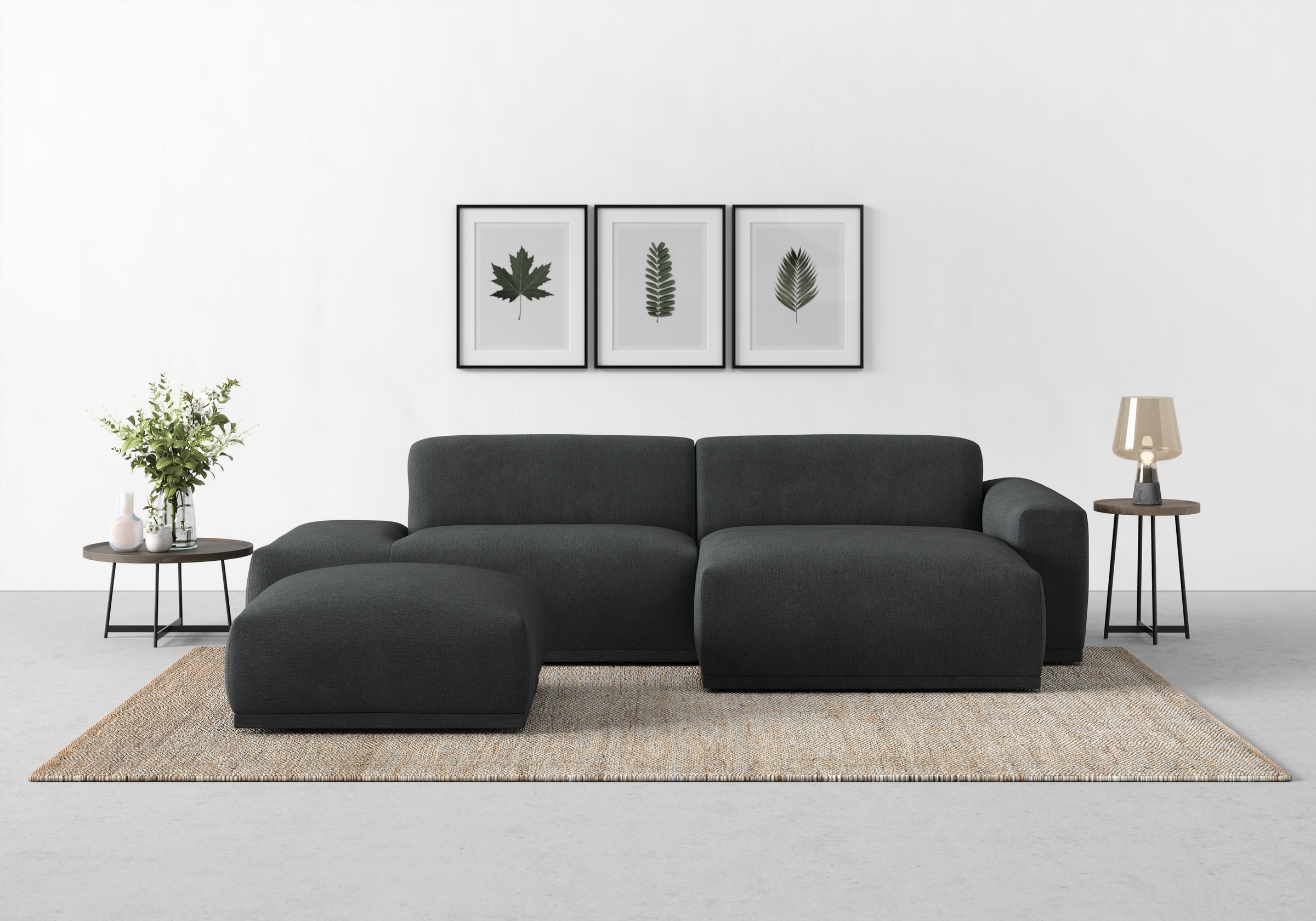 TRENDMANUFAKTUR Hocker »Braga, mit hochwertigem Kaltschaum, quadratisch, in Cord erhältlich«, (1 St.), moderner Polsterhocker, 85/42/85 cm (B/H/T)