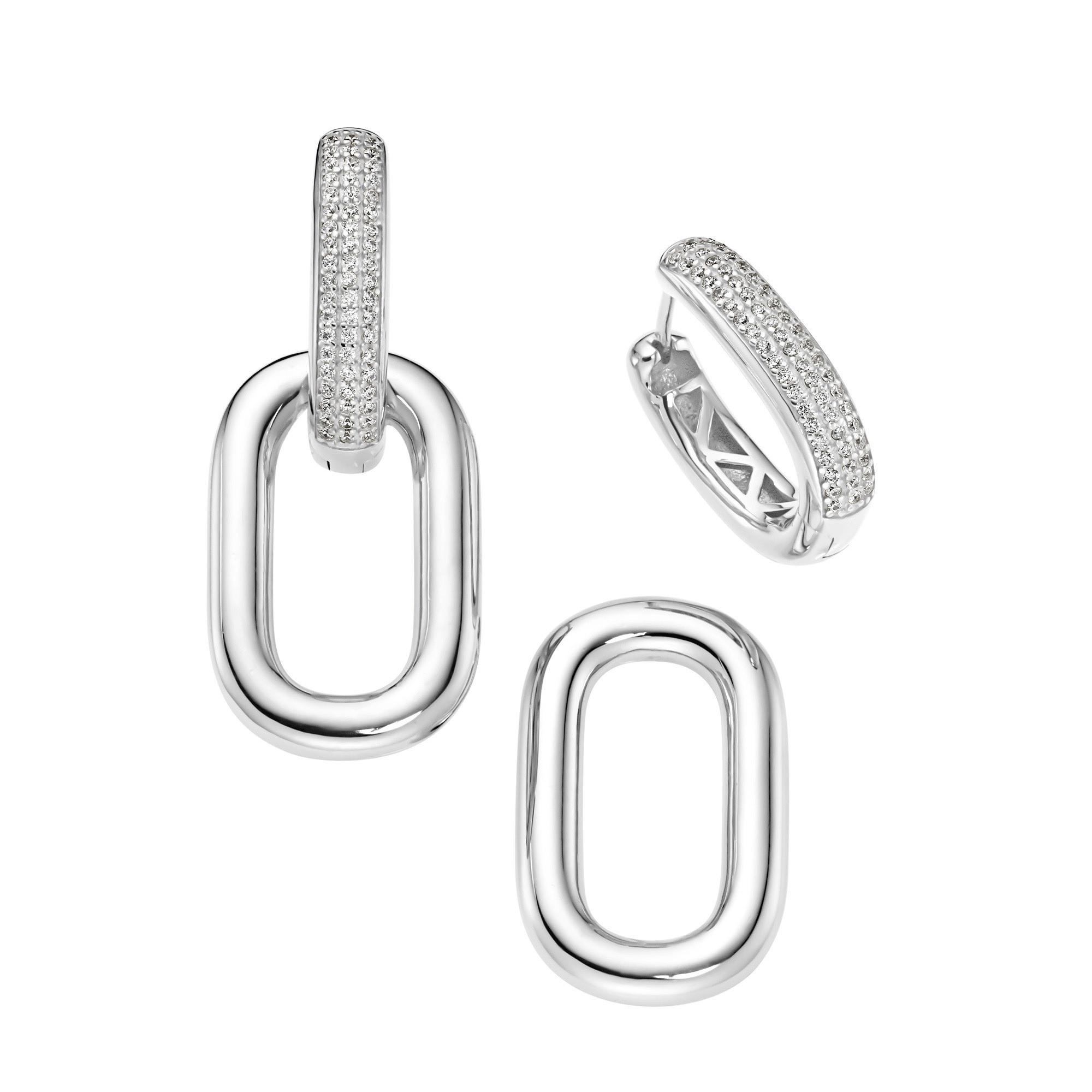 GIORGIO MARTELLO MILANO Paar Creolen »Klappcreolen mit weißen Zirkonia, Silber 925«