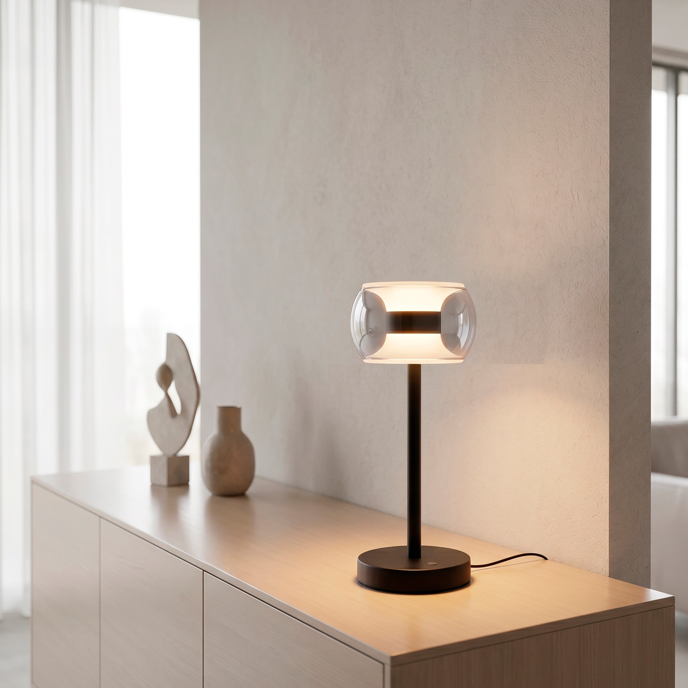 Paul Neuhaus LED Tischleuchte »FUMEA« LED-Board 1 Stk. warmweiß - kaltweiß CCT(2200-5000K), dimmbar über Touchdimmer, Smokey-Glas, Memoryfunktion